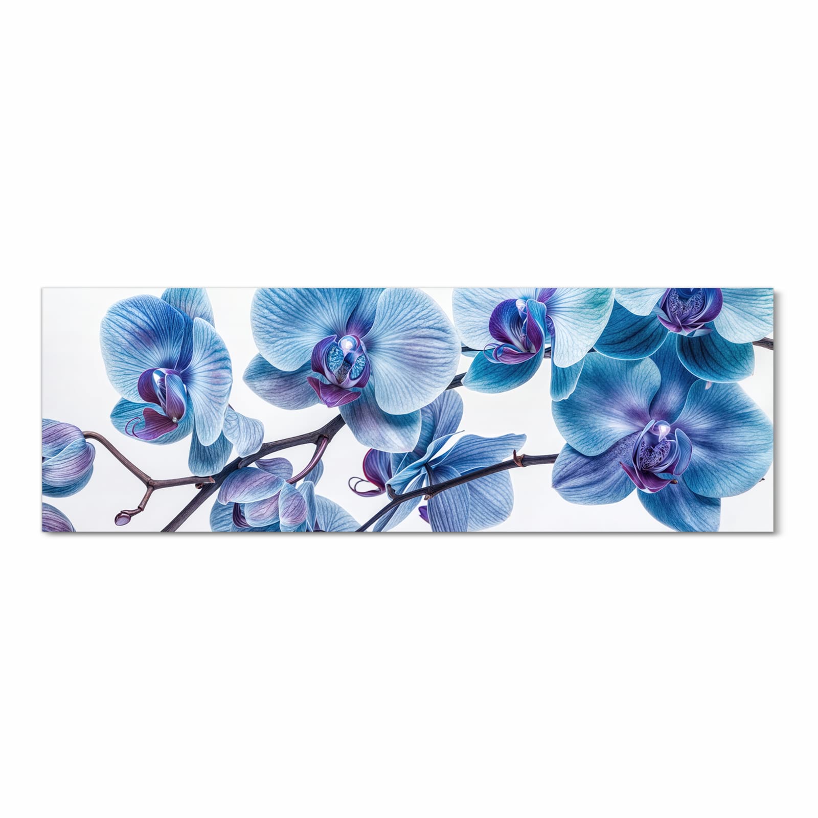 Pflegeleichter rutschfester Küchenläufer mit Motiv Blaue Orchideen Blüte in Frontansicht