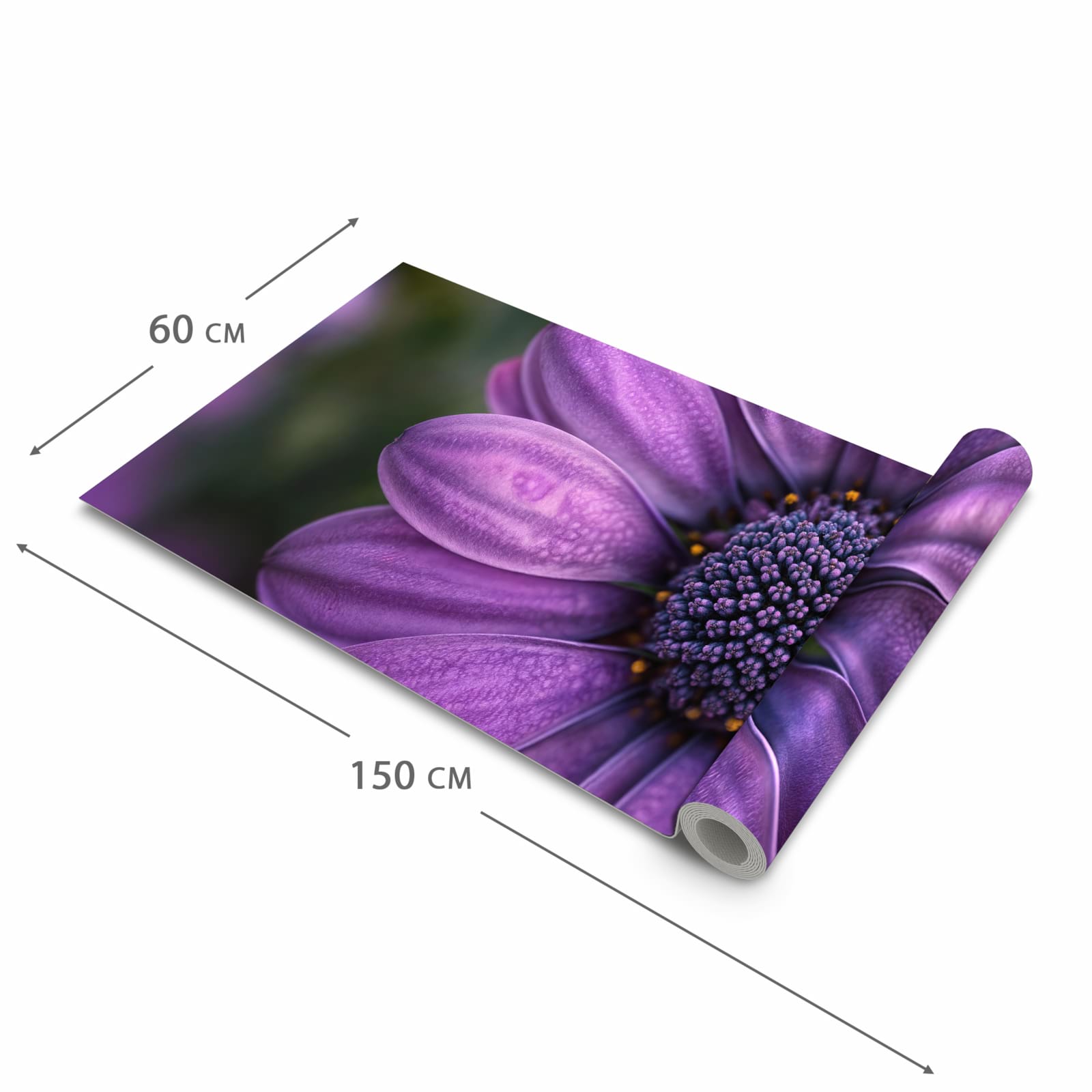 Formstabiler Küchenteppich mit Motiv Lila Blütenwunder in der Grösse 60x270 cm