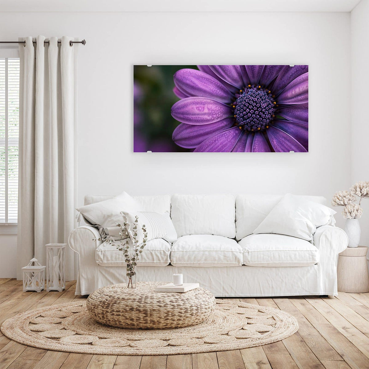 Aufhängung liegt bei – Motiv später wechselbar – Wandbild - Violette Samtblüte - Querformat