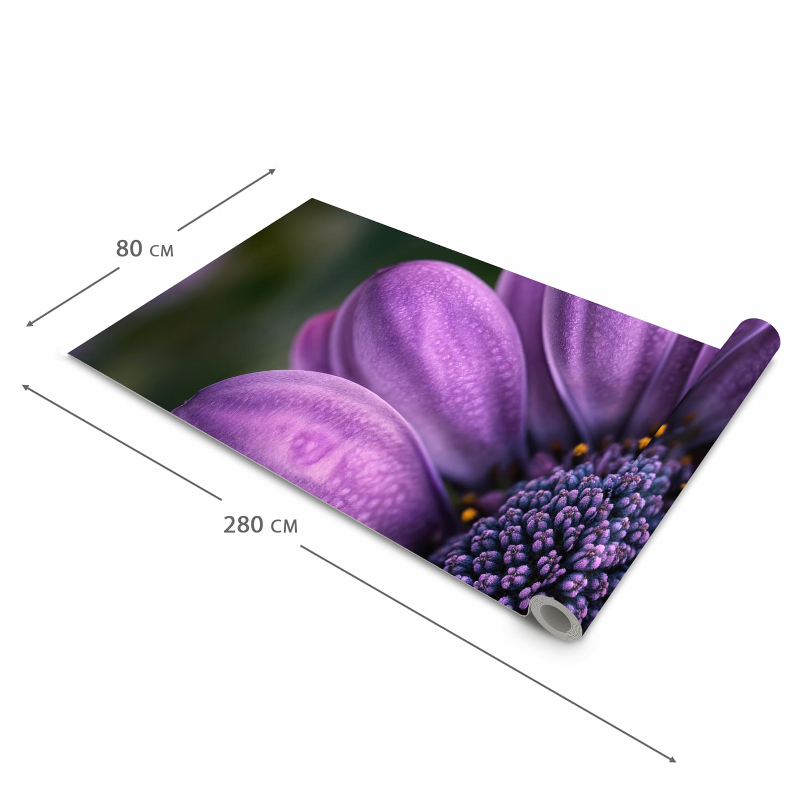 Fleckenresistenter Küchenläufer mit Motiv Lila Blütenwunder in der Grösse 60x270 cm