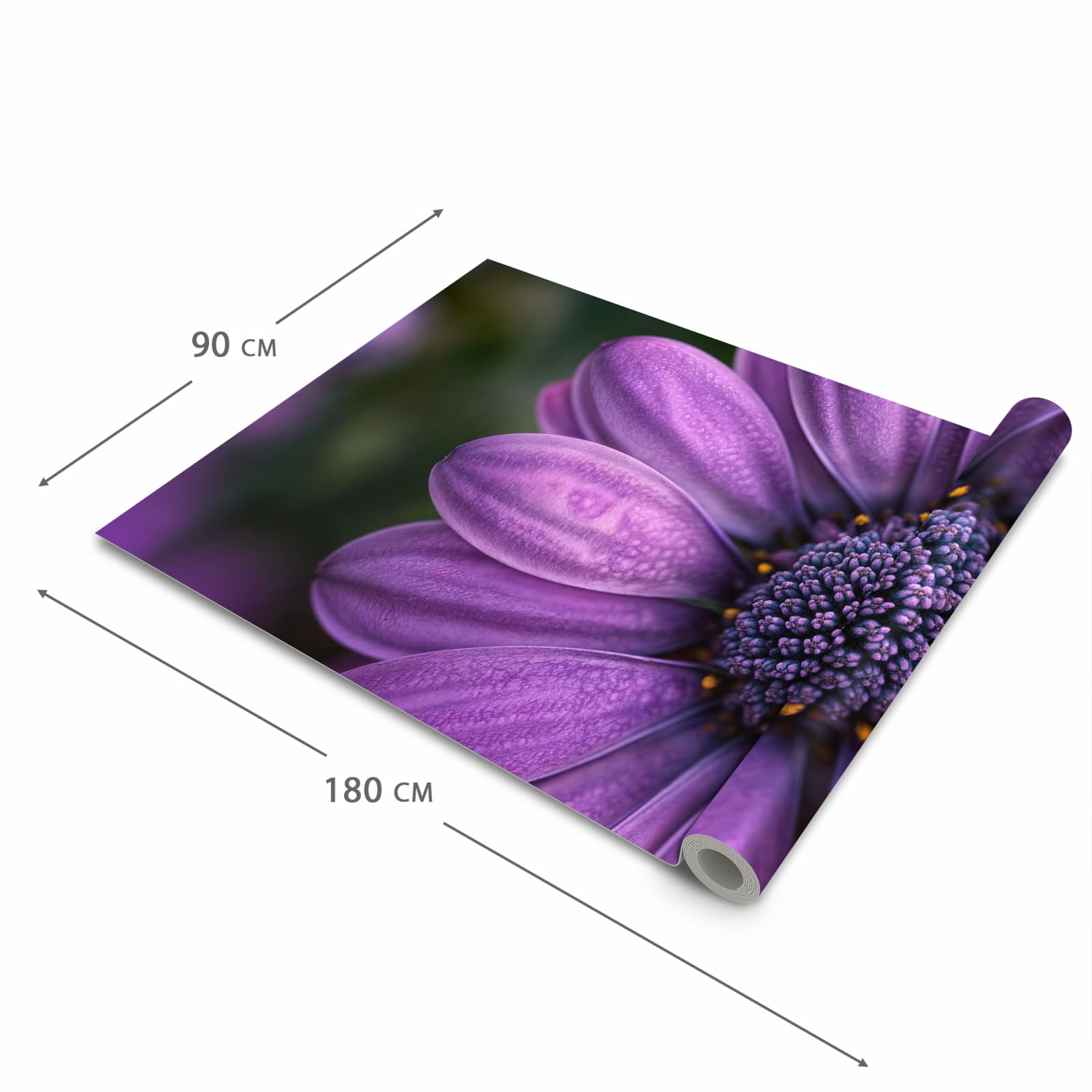 Geruchsneutraler waschbarer Teppich Küche mit Motiv Lila Blütenwunder in der Grösse 60x270 cm