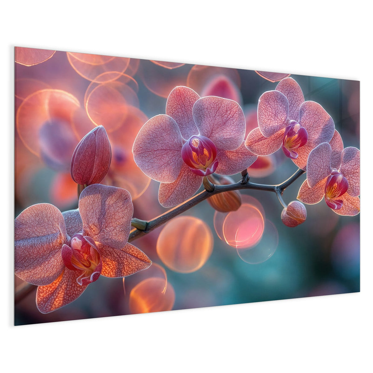 4 mm Glas statt lackiertem Blech – Magnettafel - Orchideen vor Orange