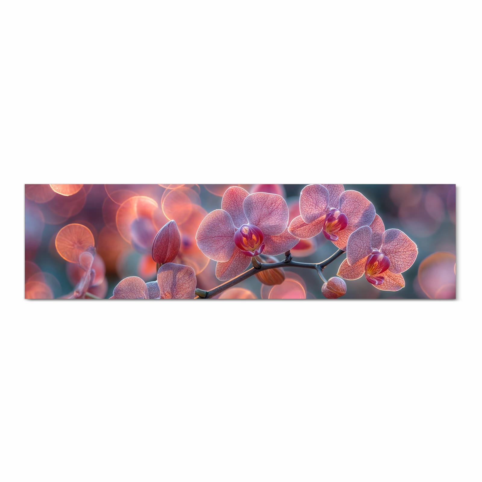 Hygienischer langer Teppich für Flur mit Motiv Orchidee Bokeh in Frontansicht
