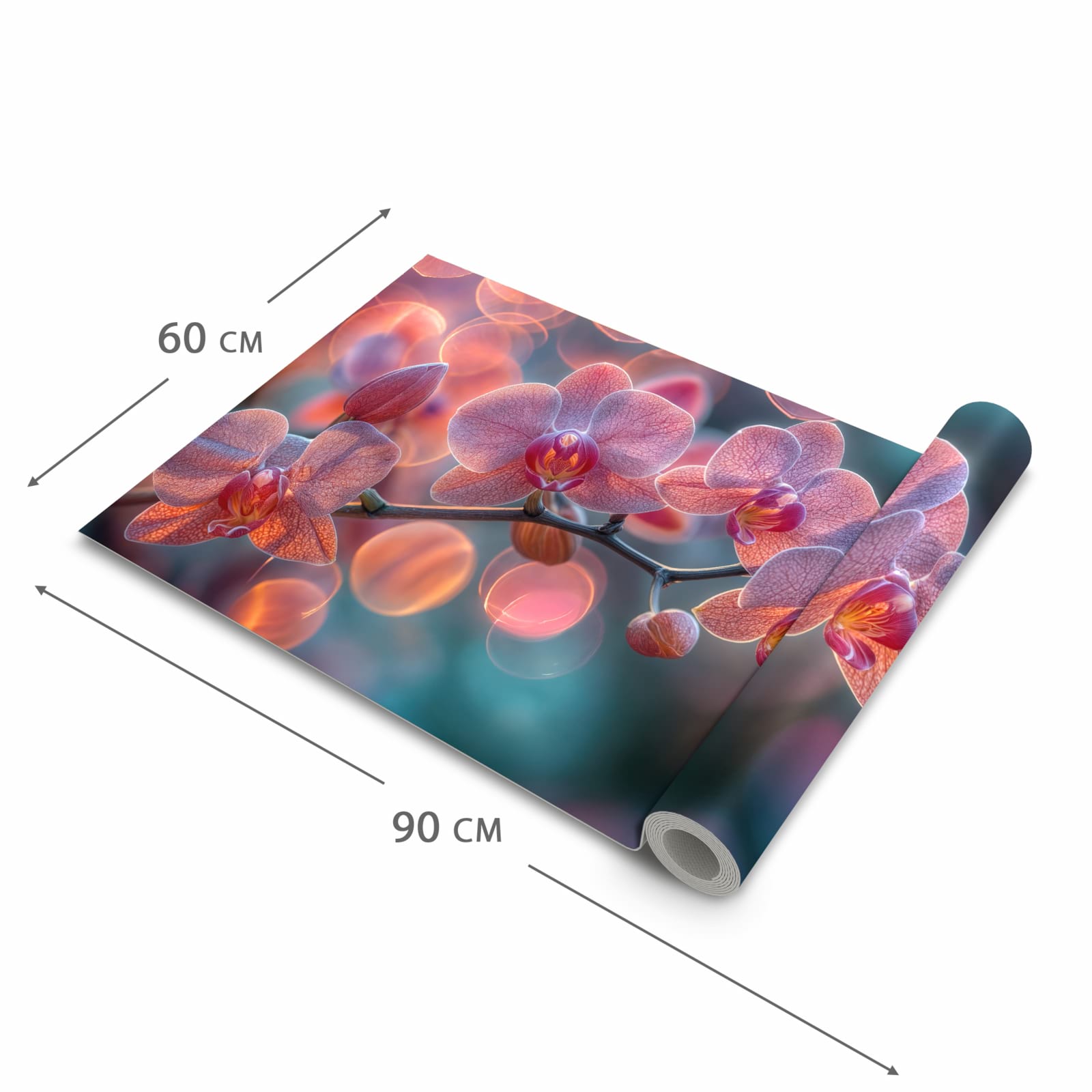 Waschbarer Küchenläufer nach Maß mit Motiv Orchidee Bokeh in der Größe 60x270 cm