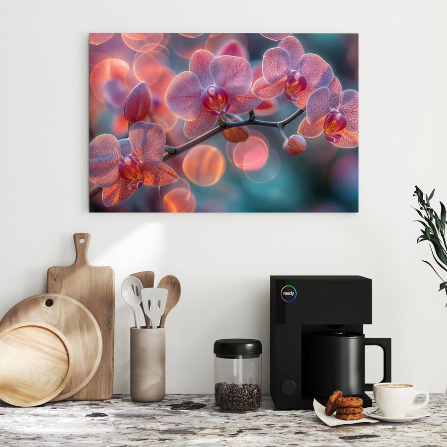 Maße Metall Magnettafel - Orchideen vor Orange