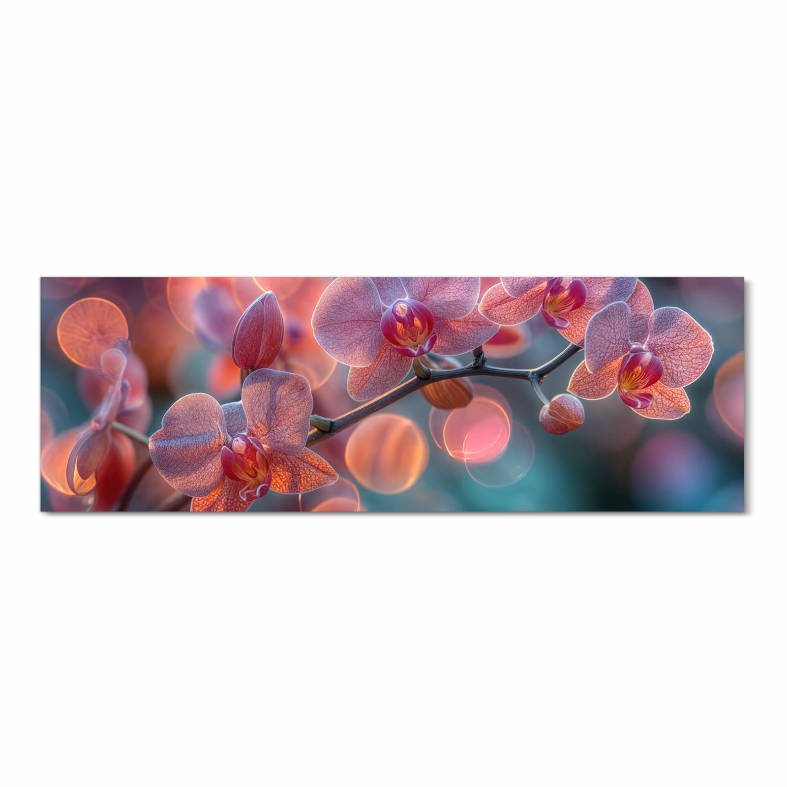 Langlebiger Küchenvorleger mit Motiv Orchidee Bokeh in Frontansicht