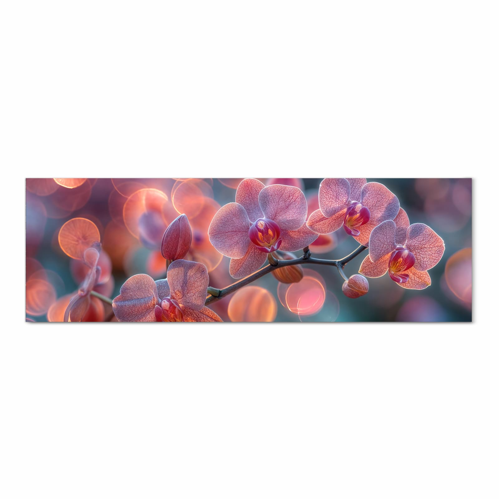 Waschbarer Küchenläufer mit Motiv Orchidee Bokeh in Frontansicht für einfache Reinigung