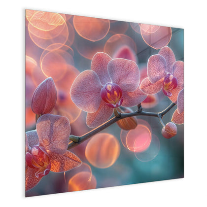 Magnettafel mit dem Motiv Orchideen vor Orange