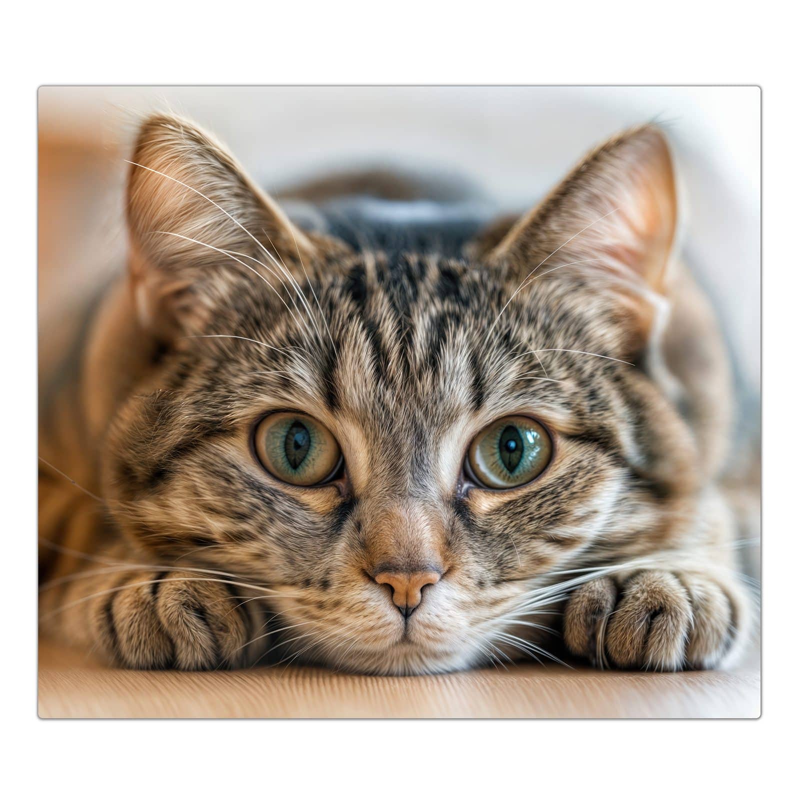 1-teilige Abdeckung für Herdplatten mit Kuschelnde Katze-Motiv in der Frontansicht