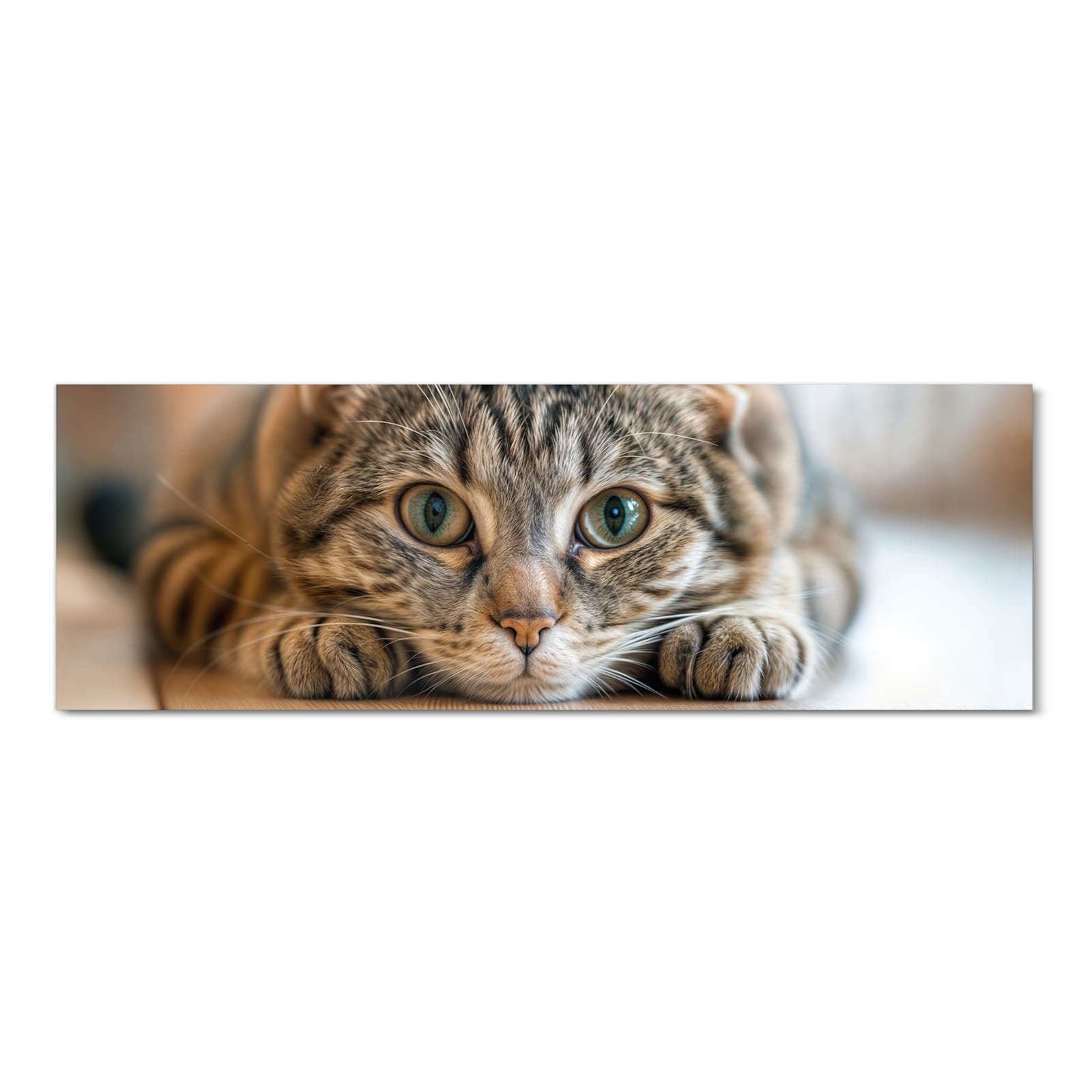 Formstabiler Küchenteppich mit Motiv Katzenschmuseerlebnis in Frontansicht