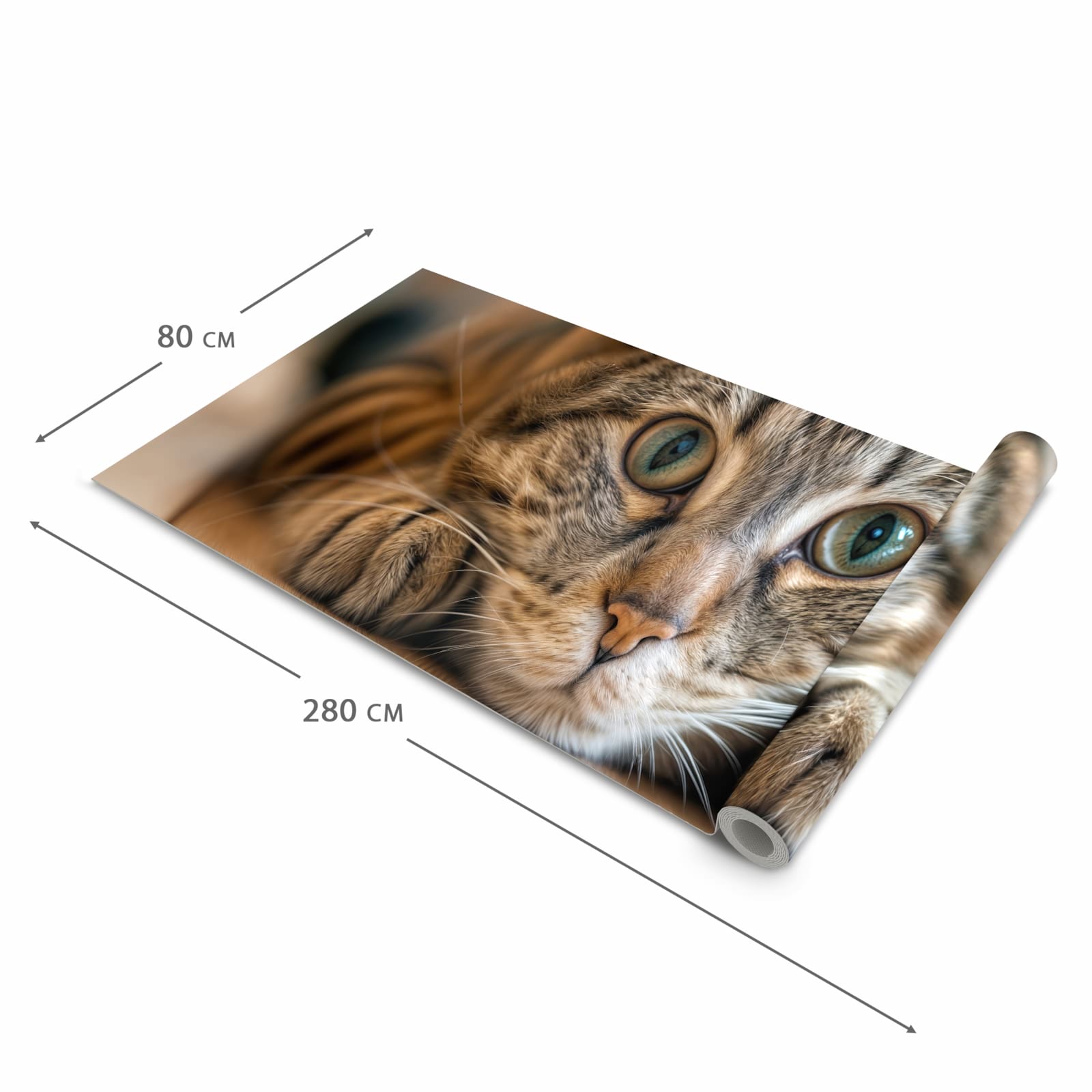 Geruchsneutraler waschbarer Küchenteppich mit Motiv Katzenschmuseerlebnis in der Grösse 60x240 cm