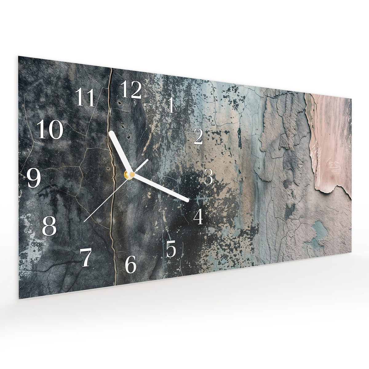 Vormontiert – mit Schwebeeffekt – Wanduhr Abstrakte Fläche aus Glas – Querformat 60 × 30 cm