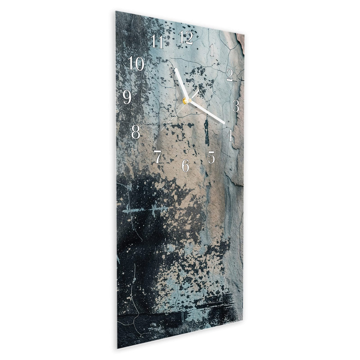 Vormontiert – mit Schwebeeffekt – Wanduhr Abstrakte Fläche aus Glas – Hochformat 30 × 60 cm