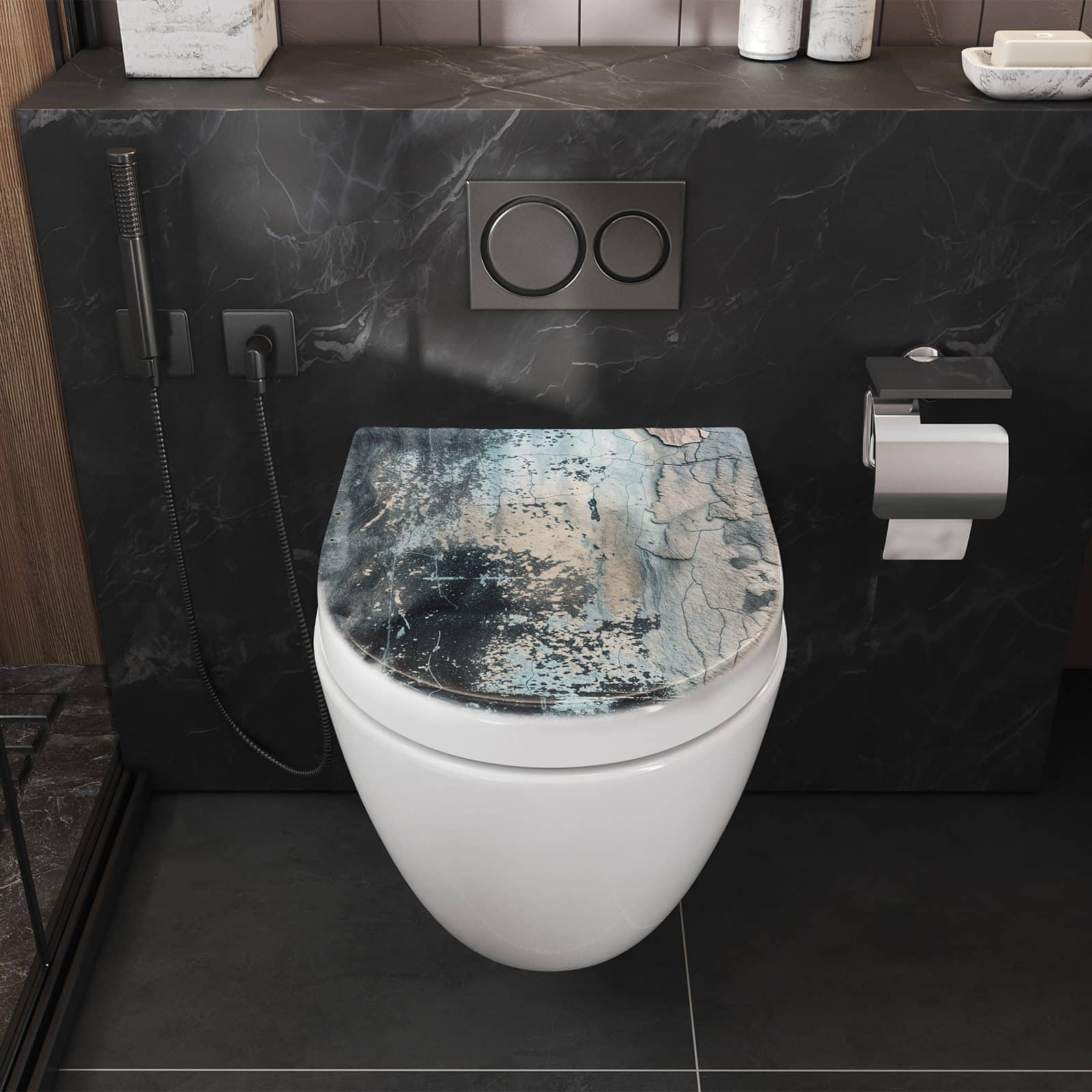 WC-Sitz mit Absenkautomatik Abstrakte Textur