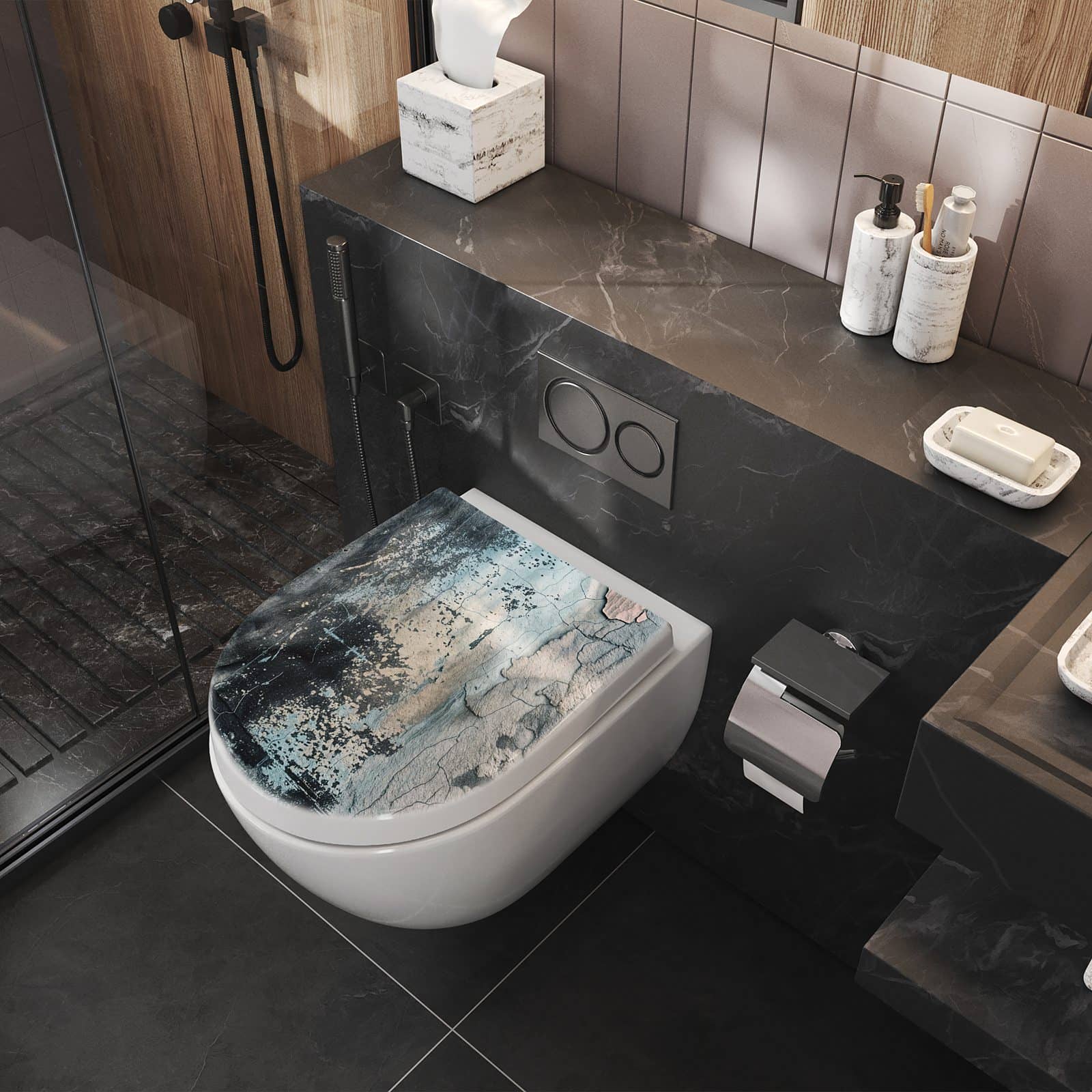 WC-Sitz mit Absenkautomatik Abstrakte Textur