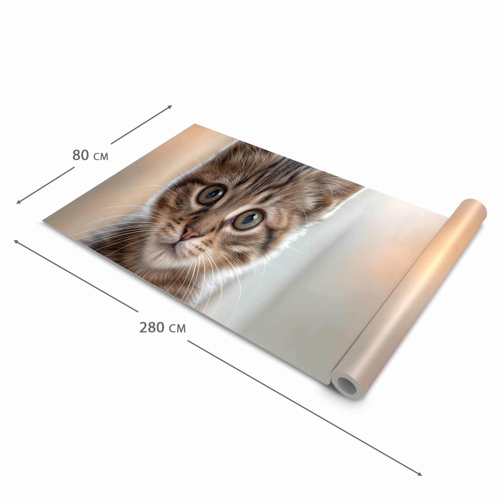 Flacher waschbarer Küchenteppich mit Motiv Katzenjunges in der Grösse 60x180 cm