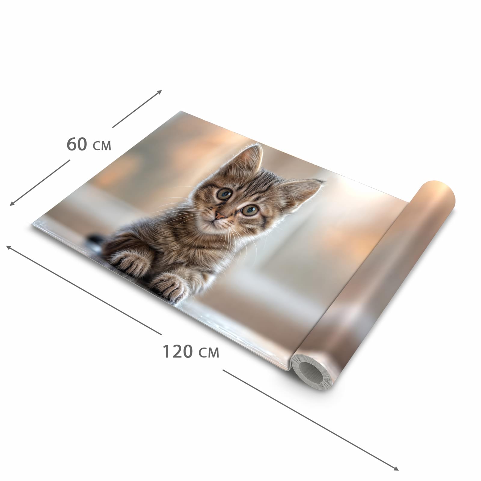 Geräuschdämpfender Teppich für die Küche mit Motiv Katzenjunges in der Größe 60x180 cm