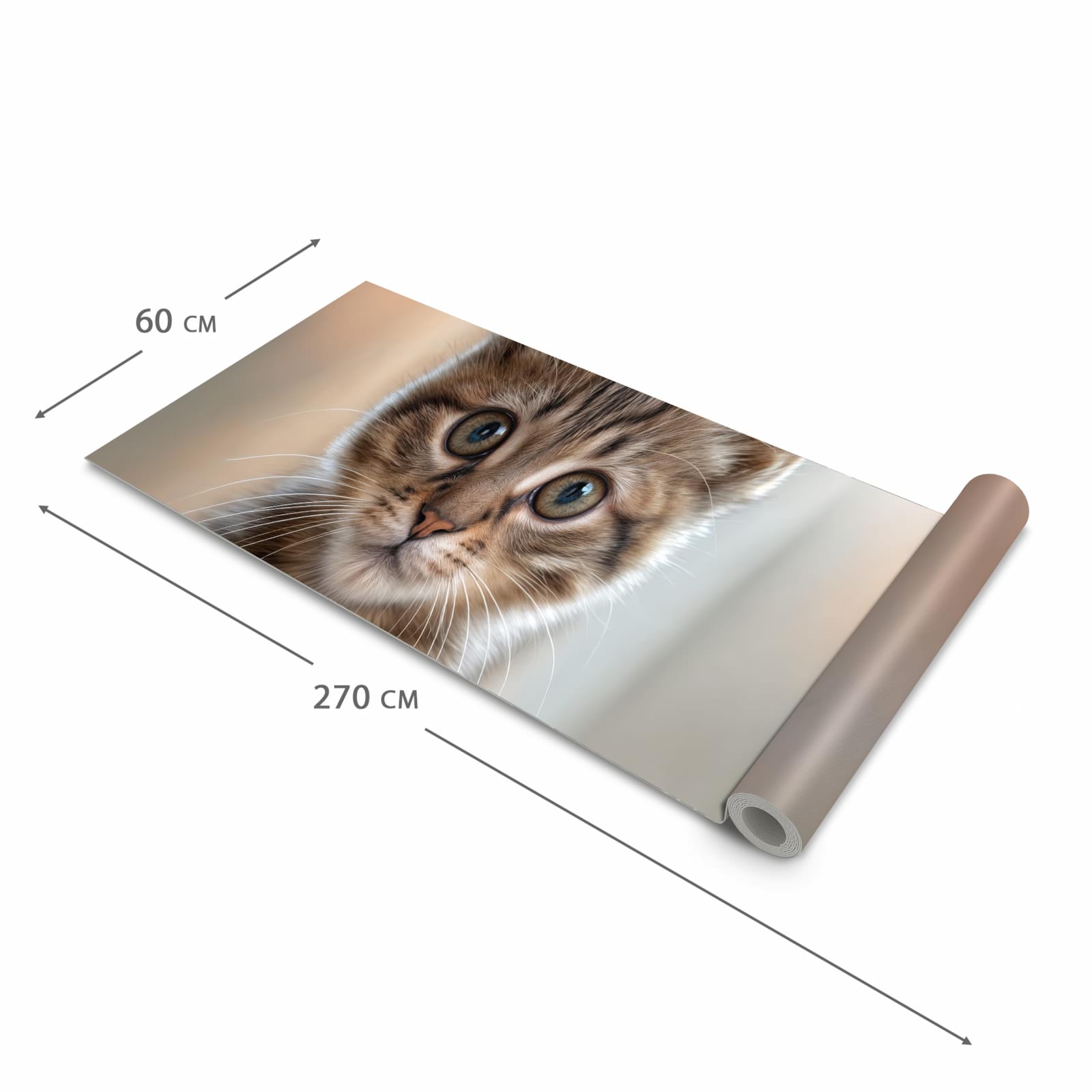 Wasserabweisender Läufer für die Küche mit Motiv Katzenjunges in der Grösse 60x180 cm