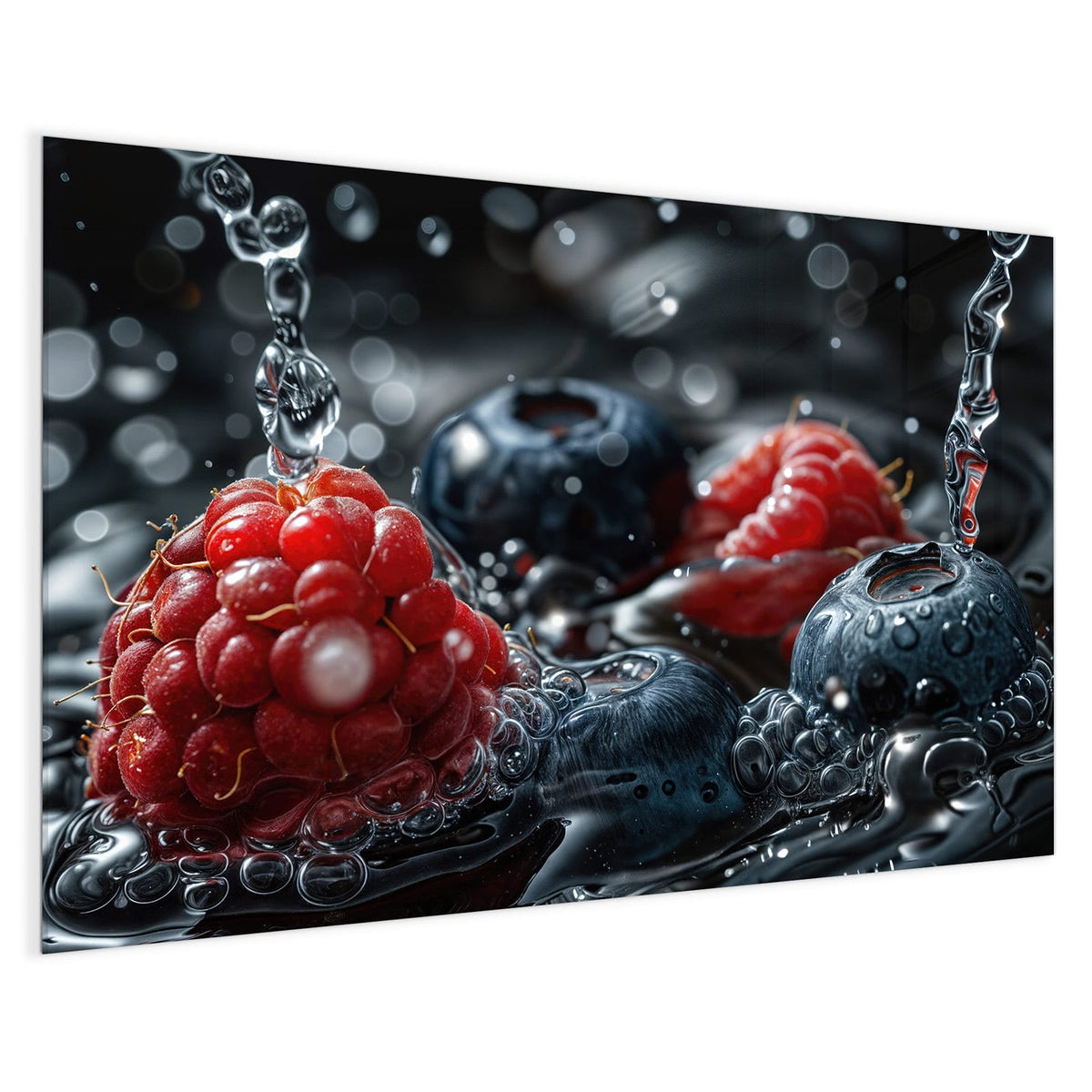4 mm Glas statt lackiertem Blech – Magnettafel - Himbeere und Blaubeeren