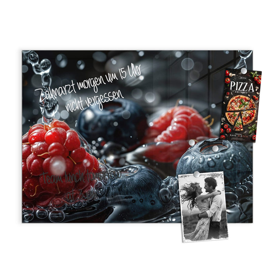 Maße Magnettafel - Himbeere und Blaubeeren