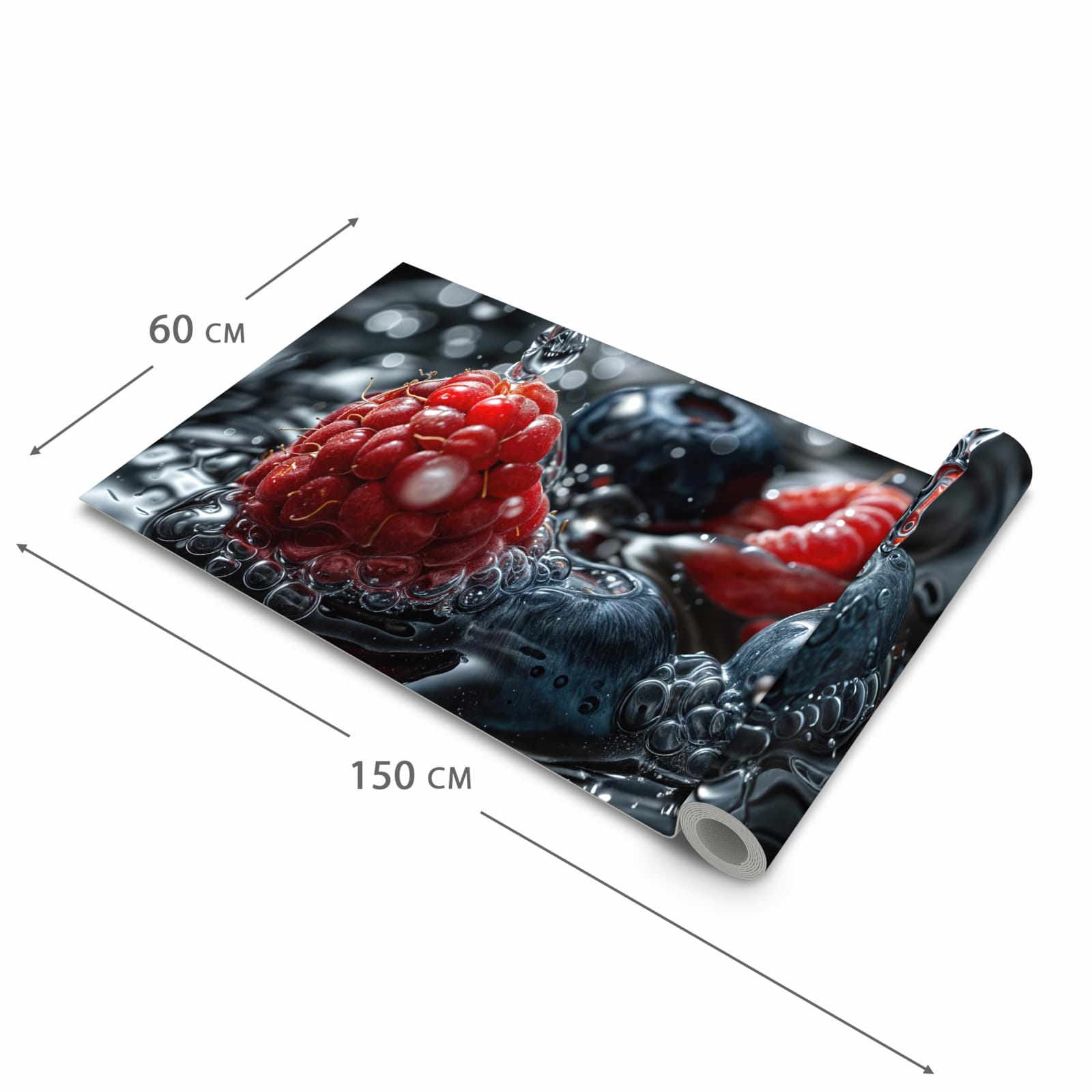 Strapazierfähiger waschbarer Küchenläufer mit Motiv Früchte im Wasser in der Größe 60x180 cm