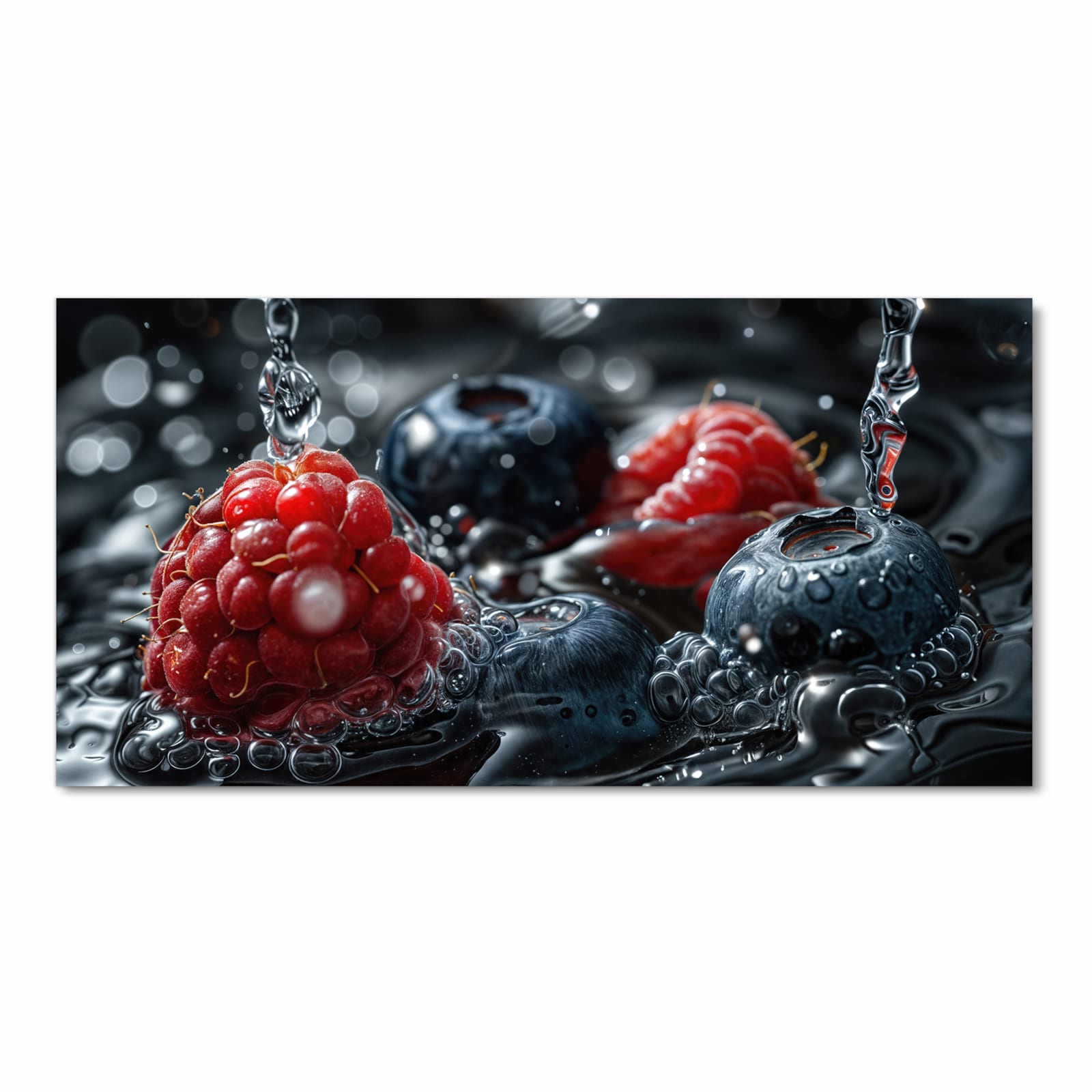 Langlebiger Läufer für Eingangsbereich mit Motiv Früchte im Wasser in Frontansicht