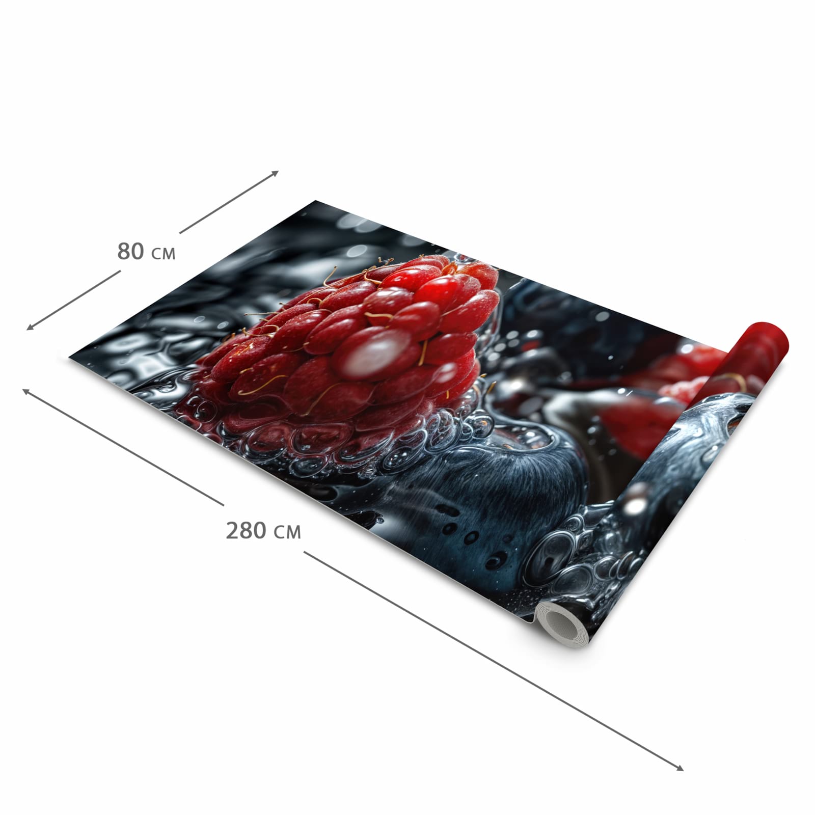 Farbbeständiger Küchenläufer mit Motiv Früchte im Wasser in der Grösse 60x180 cm