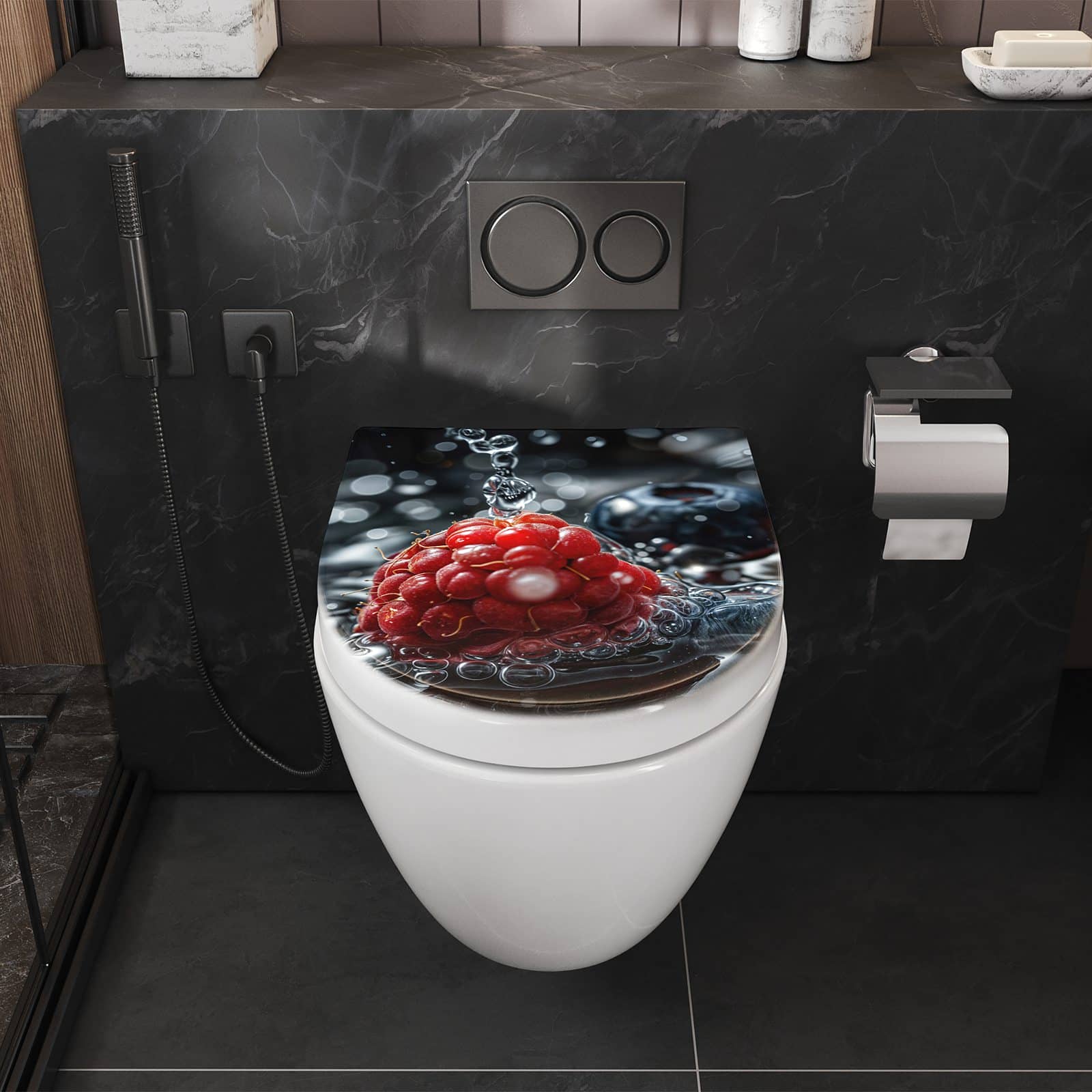 WC-Sitz mit Absenkautomatik Früchte im Wasser