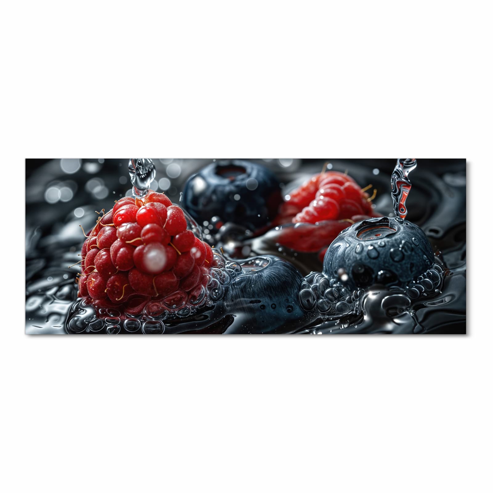 Rutschfester Läufer mit Motiv Früchte im Wasser in Frontansicht für sicheren Stand