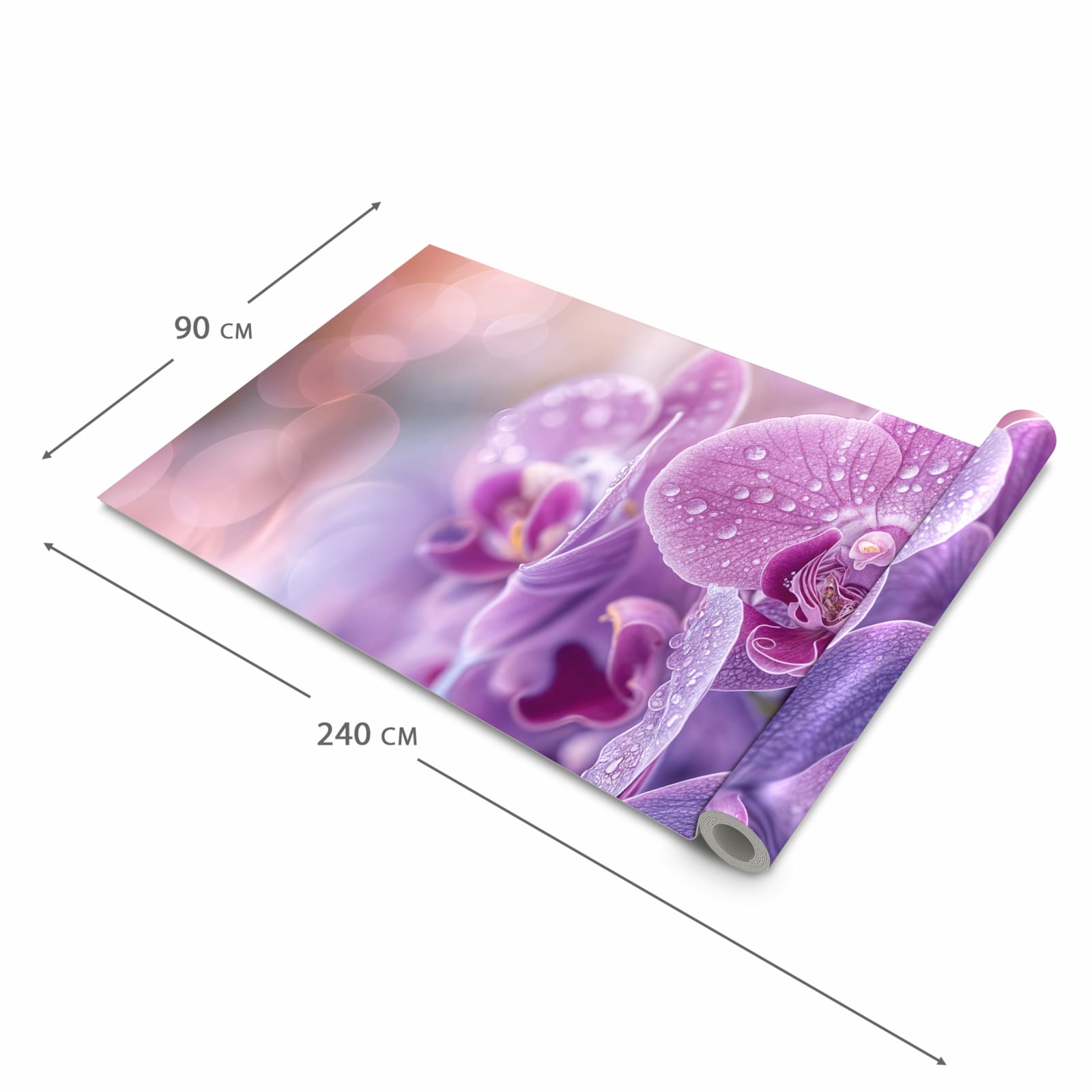 Rutschfester Küchenläufer mit Motiv Orchideenblüten in der Grösse 60x180 cm für angenehme Haptik