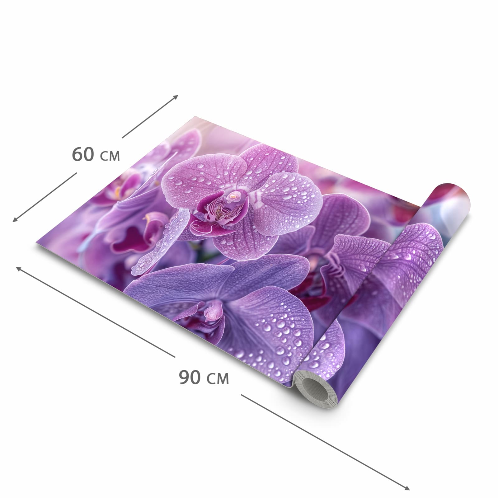 Langlebiger rutschfester Küchenteppich mit Motiv Orchideenblüten in der Grösse 60x150 cm