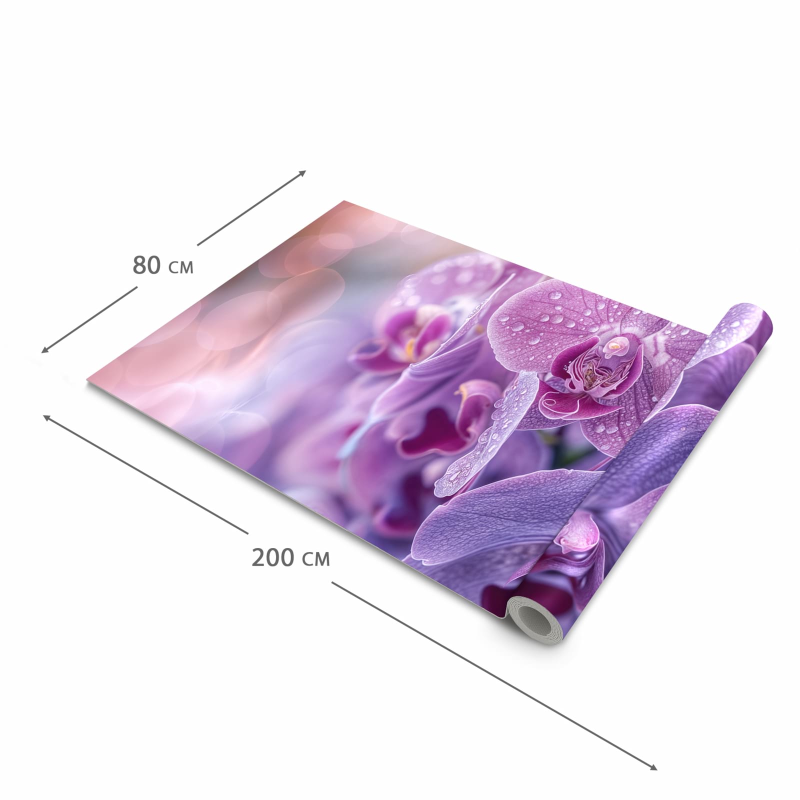 Flacher Küchenteppich mit Motiv Orchideenblüten in der Grösse 60x150 cm, waschbar