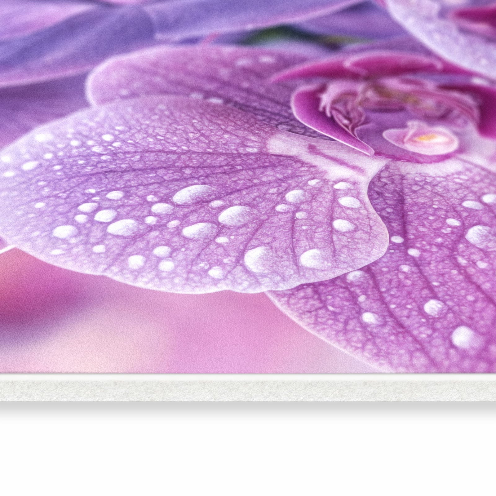 Geräuschdämpfender waschbarer Küchenläufer mit Motiv Orchideenblüten in seitlicher Ansicht