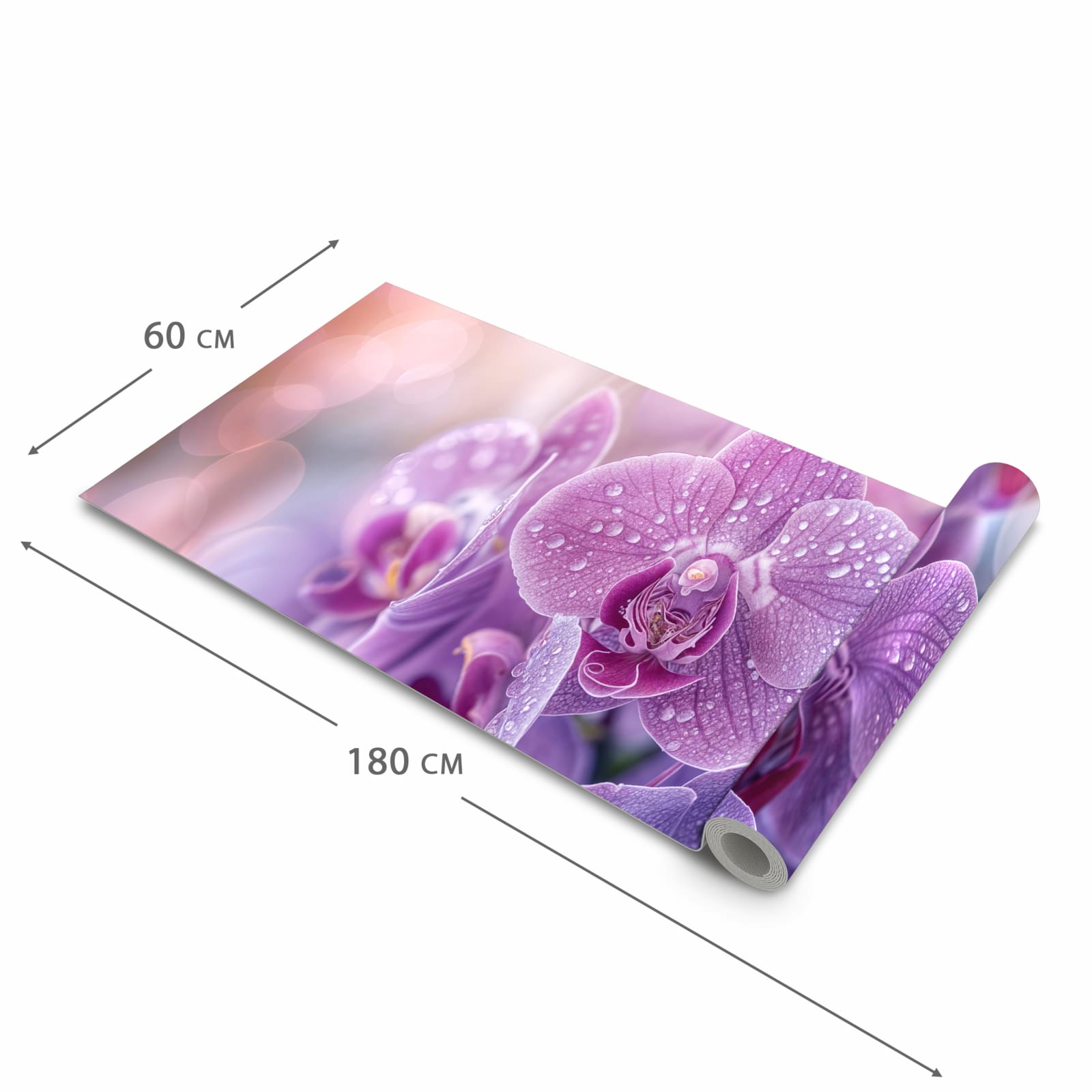 Wasserabweisender Küchenteppich mit Motiv Orchideenblüten in der Grösse 60x150 cm