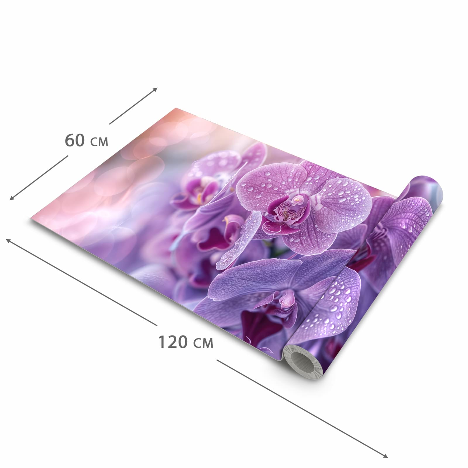 UV-beständiger Küchenteppich mit Motiv Orchideenblüten in der Grösse 60x150 cm
