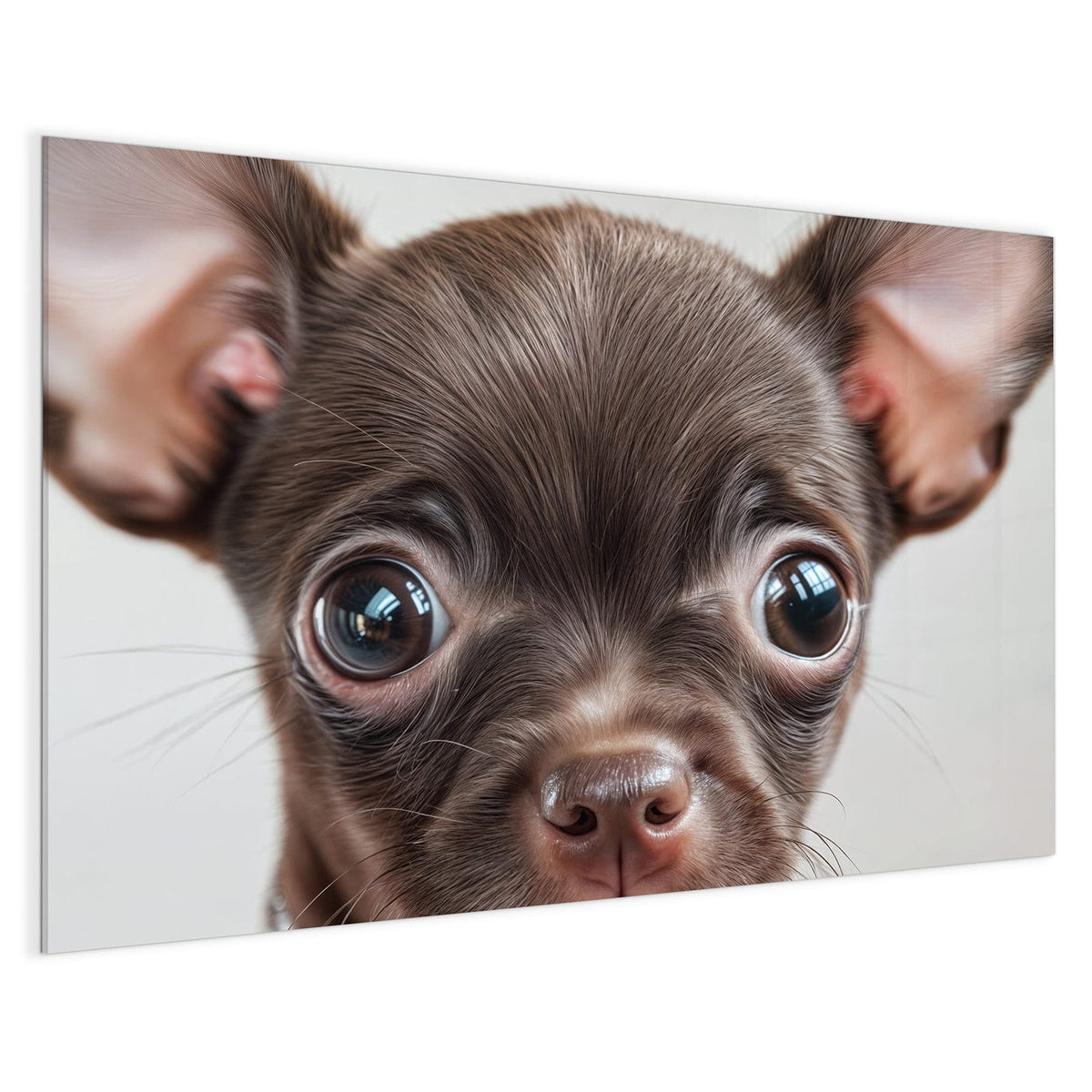 4 mm Glas statt lackiertem Blech – Magnettafel - Chihuahua mit Halsband