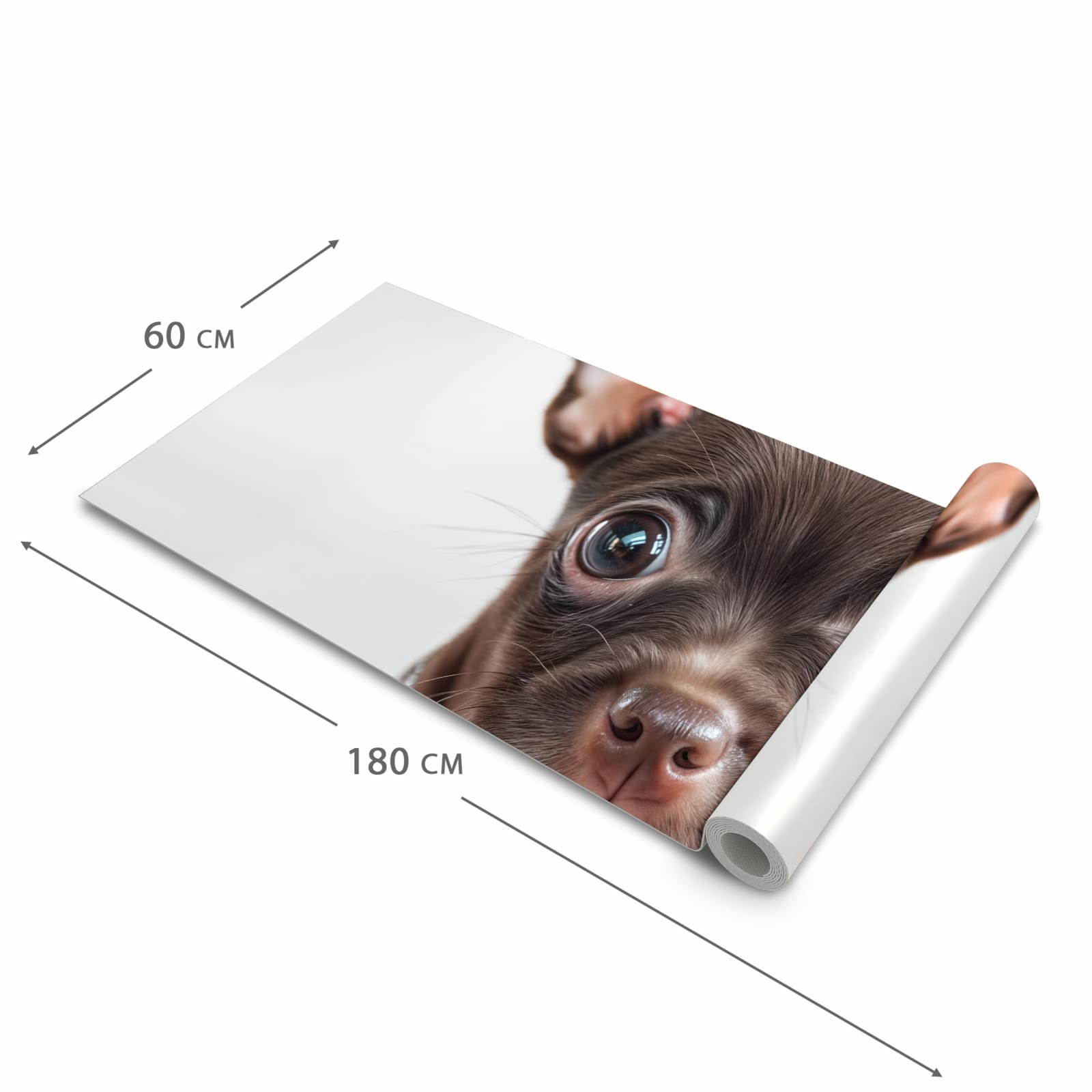 Rutschfester Läufer für Flur mit Motiv Niedlicher Welpenblick in der Grösse 60x150 cm