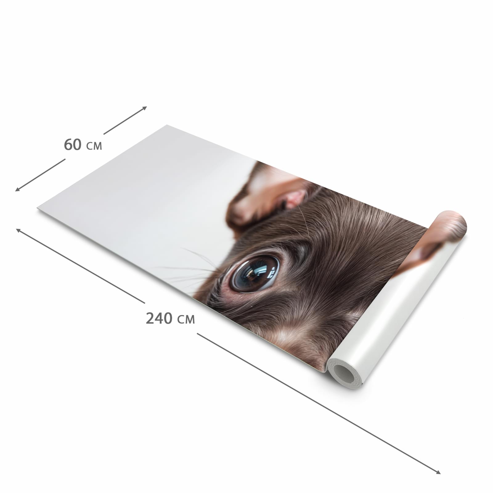 Feuchtigkeitsresistenter dünner Küchenteppich mit Motiv Niedlicher Welpenblick in der Grösse 60x150 cm