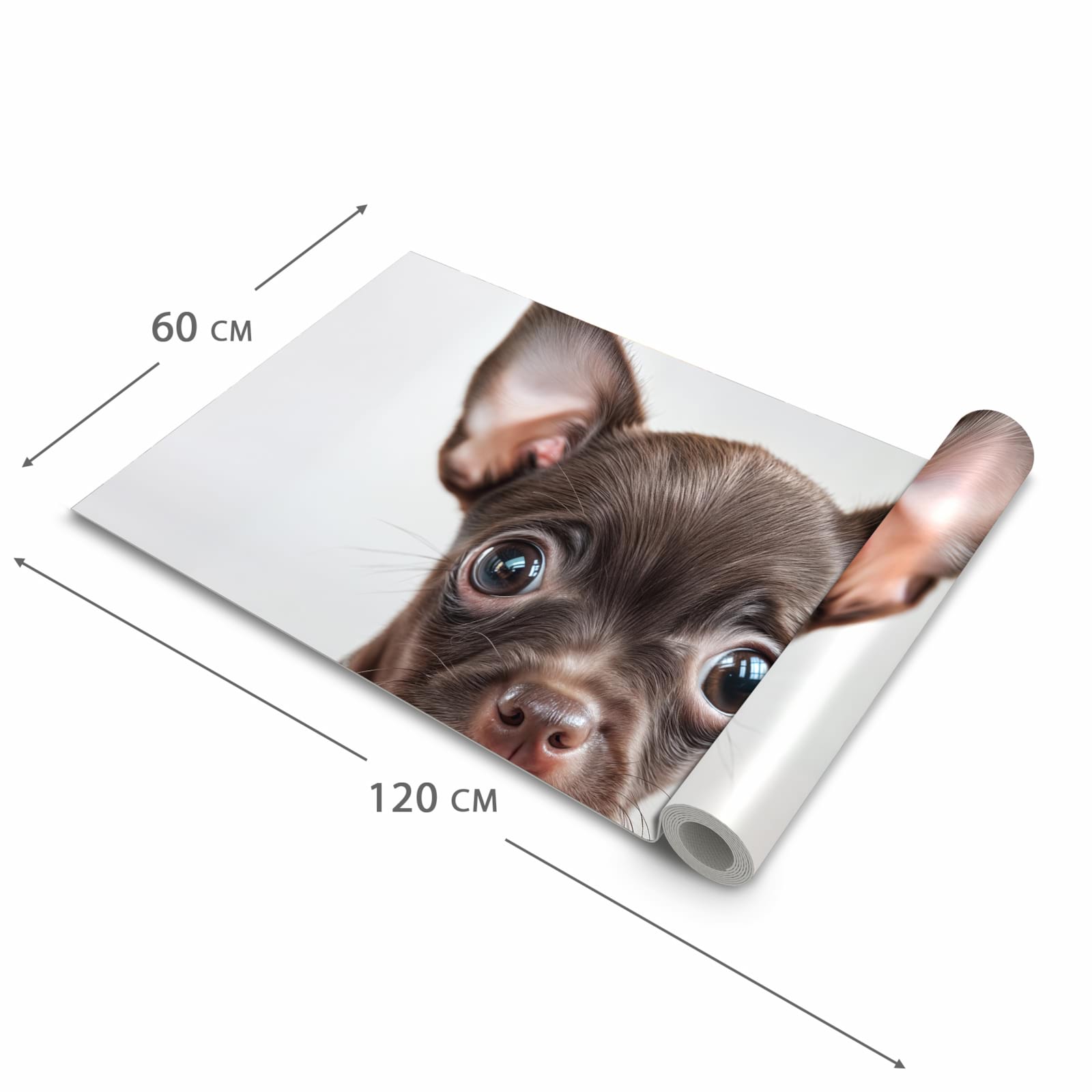 Waschbarer langer Teppich mit Motiv Niedlicher Welpenblick in der Größe 60x150 cm