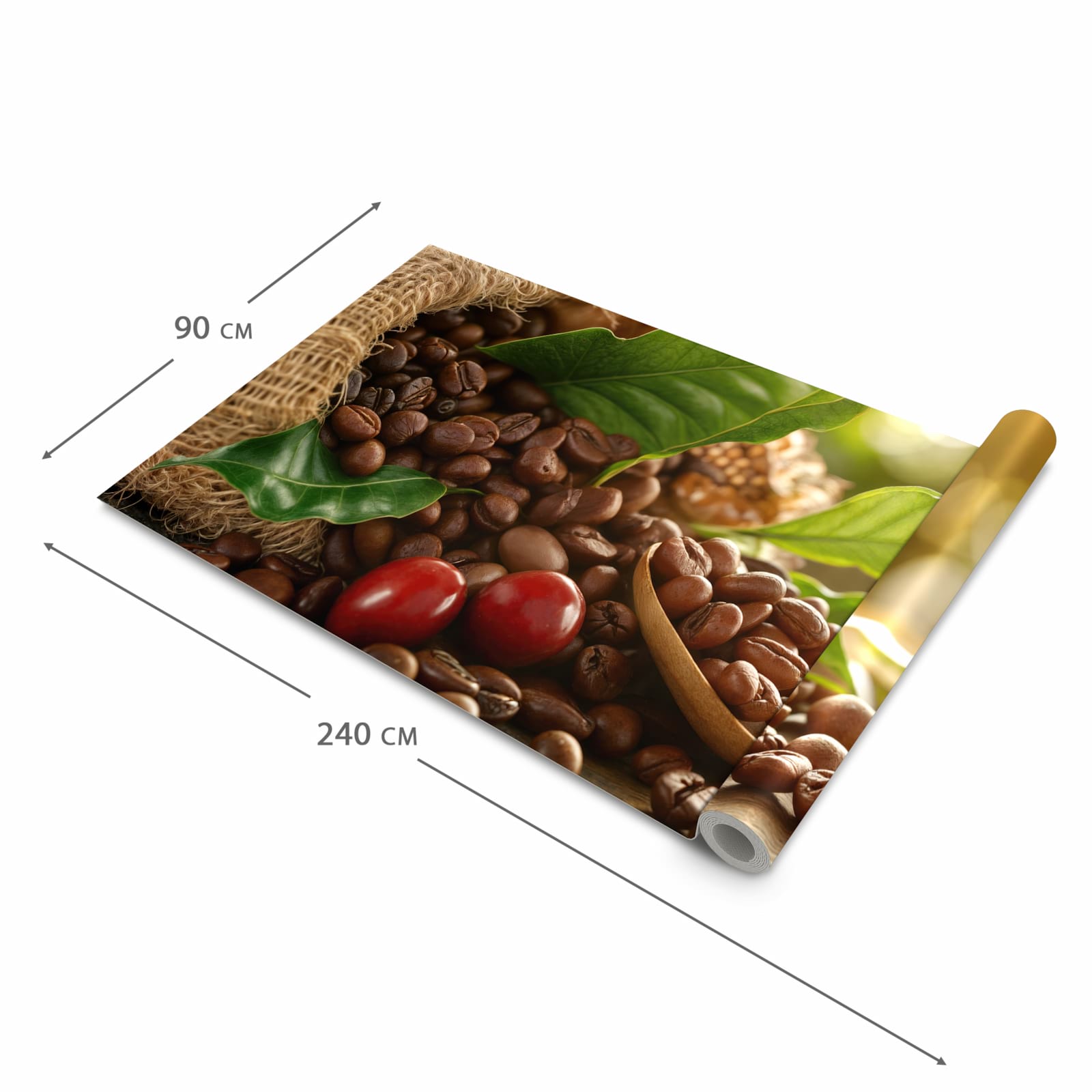 Strapazierfähiger waschbarer Küchenläufer mit Motiv Kaffeebohnen in der Grösse 60x150 cm