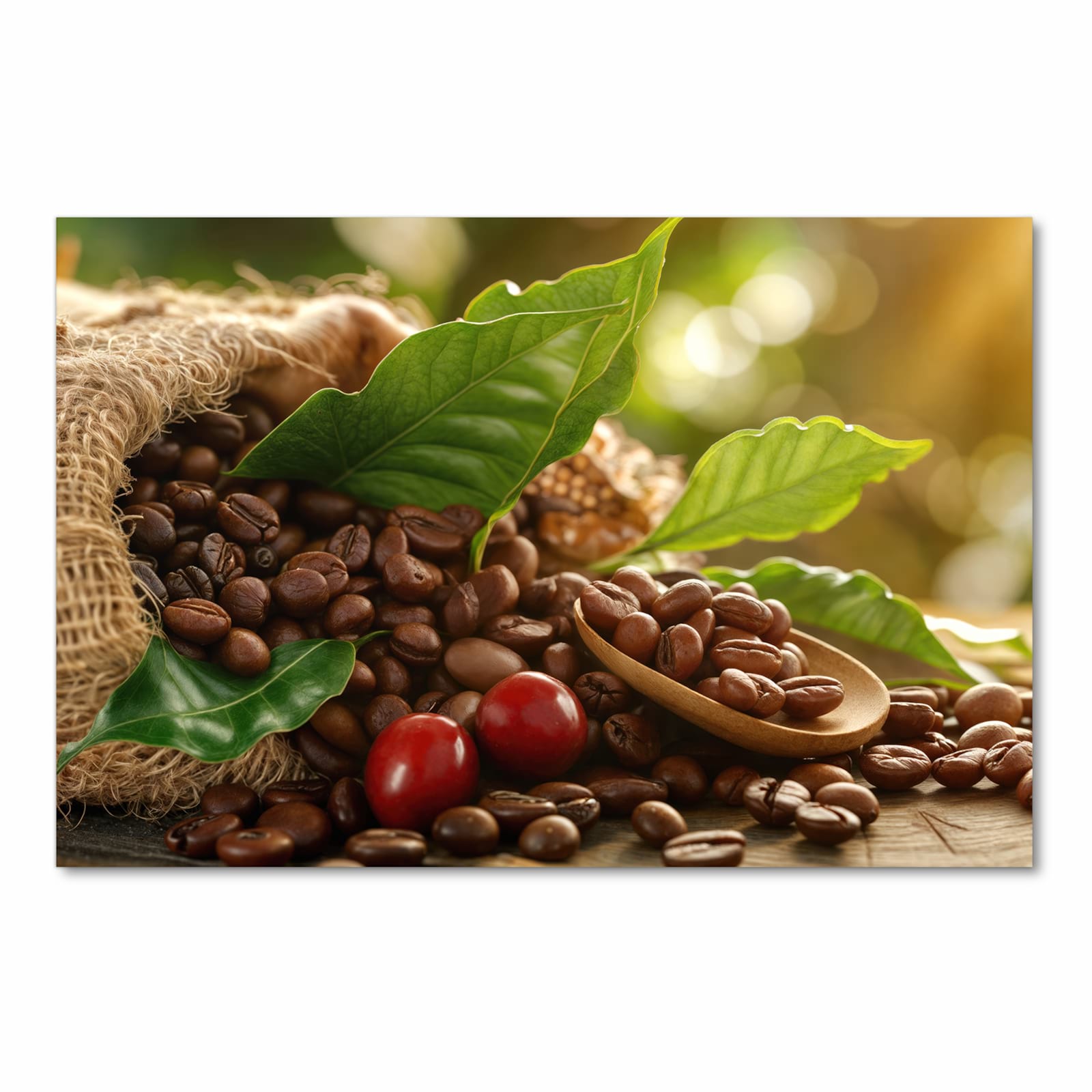 Rutschfester Küchenläufer mit Motiv Kaffeebohnen in Frontansicht für sicheren Stand