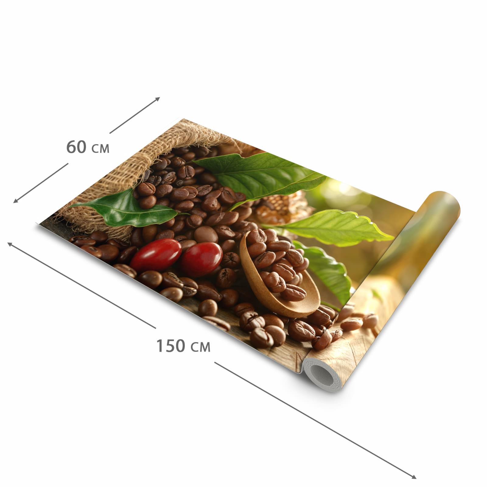 Fleckenresistenter Küchenteppich mit Motiv Kaffeebohnen in der Grösse 60x120 cm