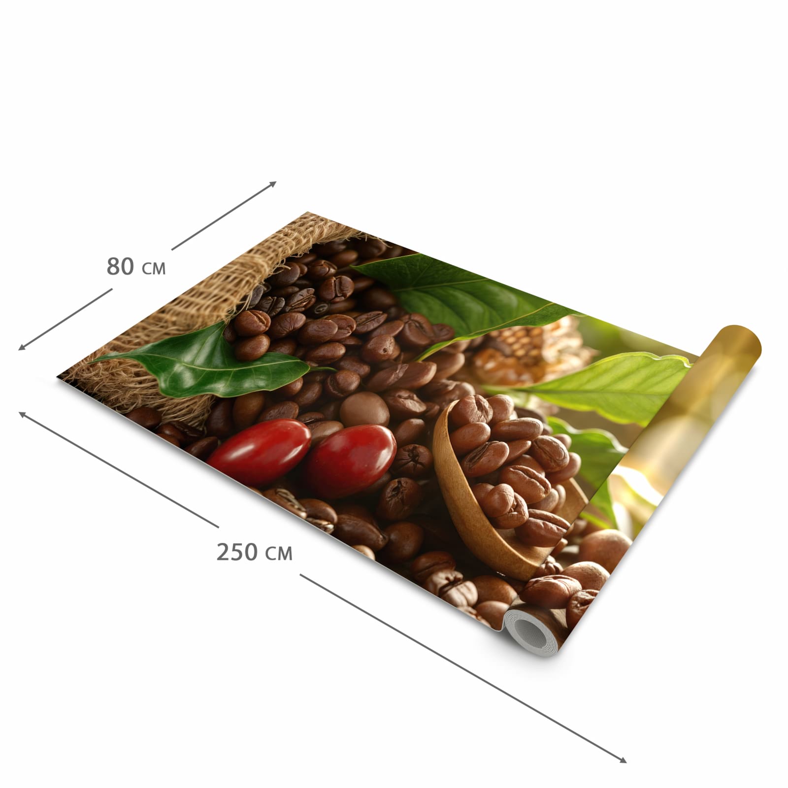 Rutschhemmender Küchenläufer mit Motiv Kaffeebohnen in der Größe 60x150 cm