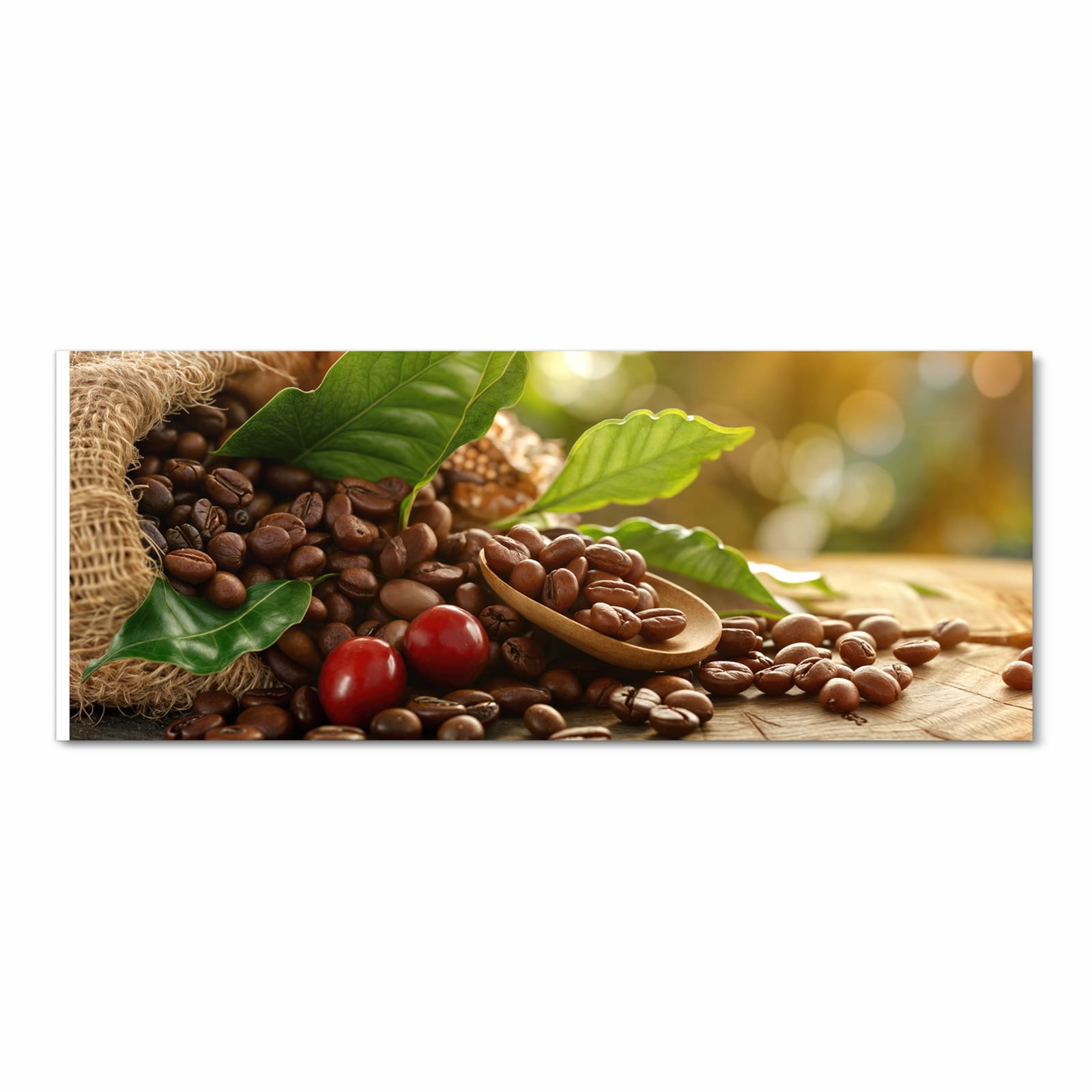 Waschbarer Küchenläufer mit Motiv Kaffeebohnen in Frontansicht für angenehme Haptik