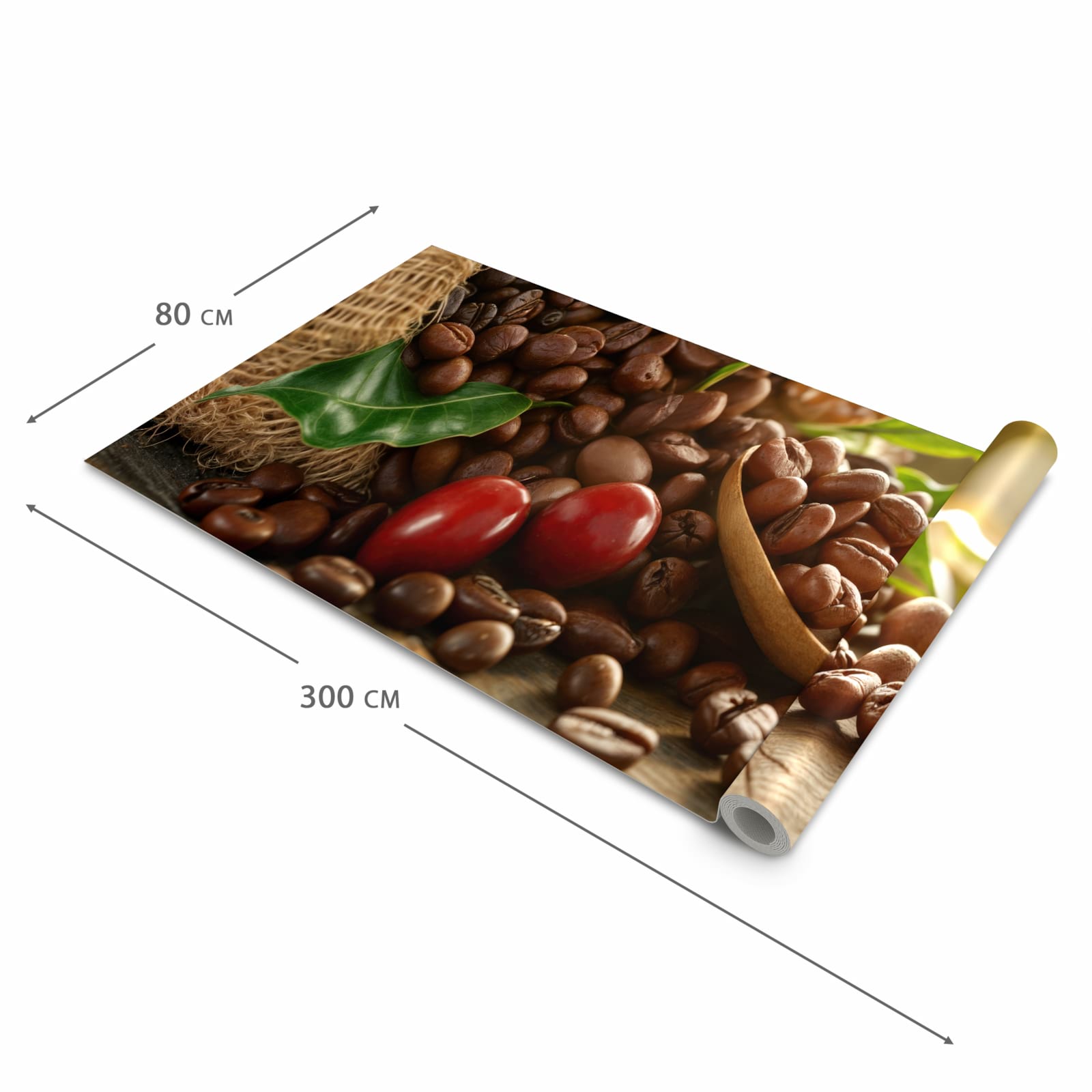 Teppichläufer Küche mit Motiv Kaffeebohnen in der Grösse 60x150 cm - angenehme Haptik