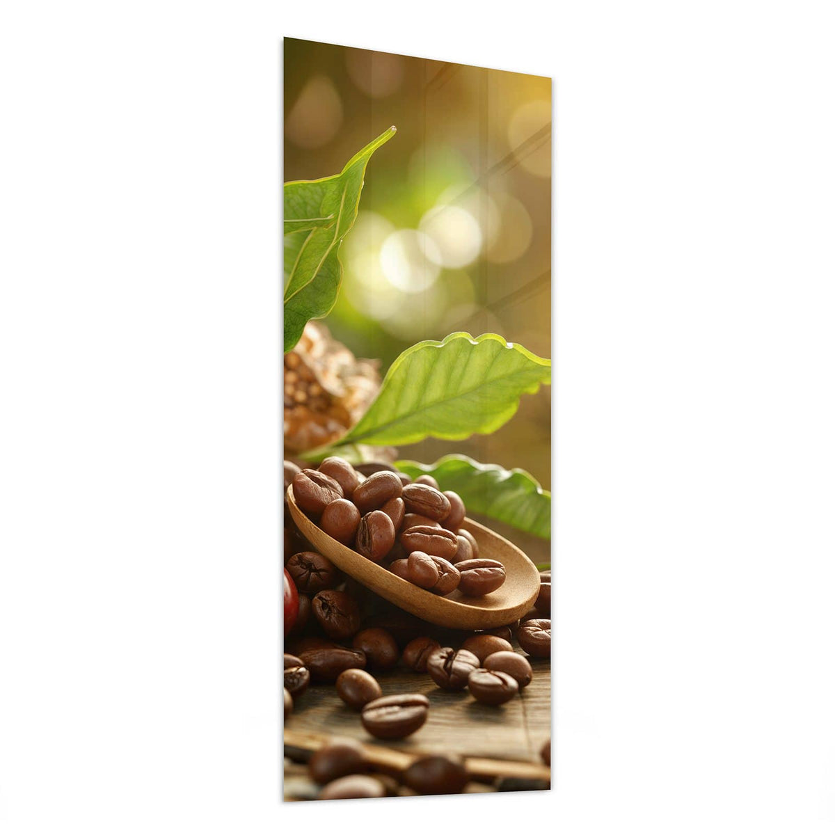 Glasbild Rote Kaffeekirschen von der Seite, 4 mm Echtglas