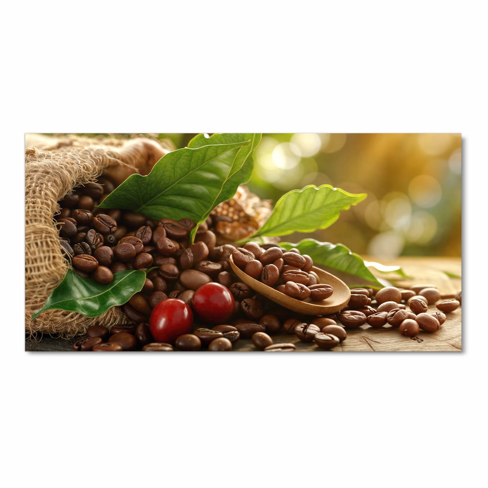 Pflegeleichter Küchenläufer mit Motiv Kaffeebohnen in Frontansicht