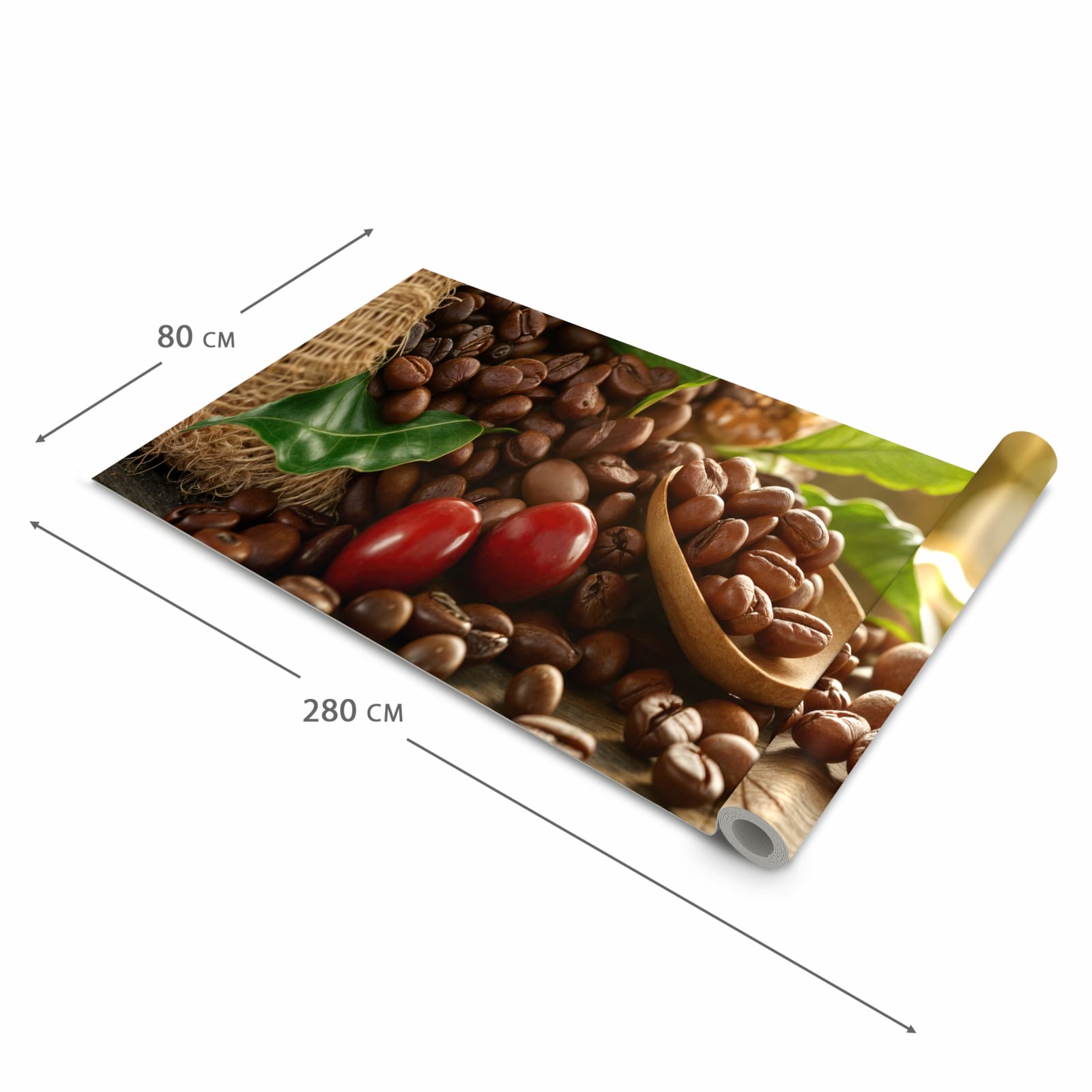 Pflegeleichter Küchenläufer mit Motiv Kaffeebohnen in der Grösse 60x150 cm