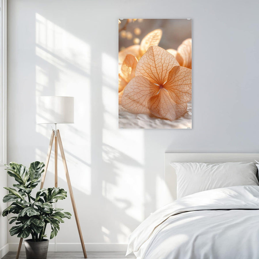 Maße Wandbild - Hortensie in Apricot - Hochformat