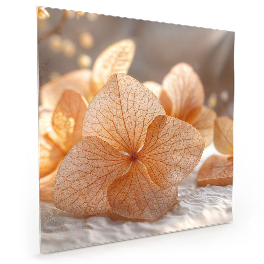 Maße Küchenrückwand Hortensie in Apricot aus Glas